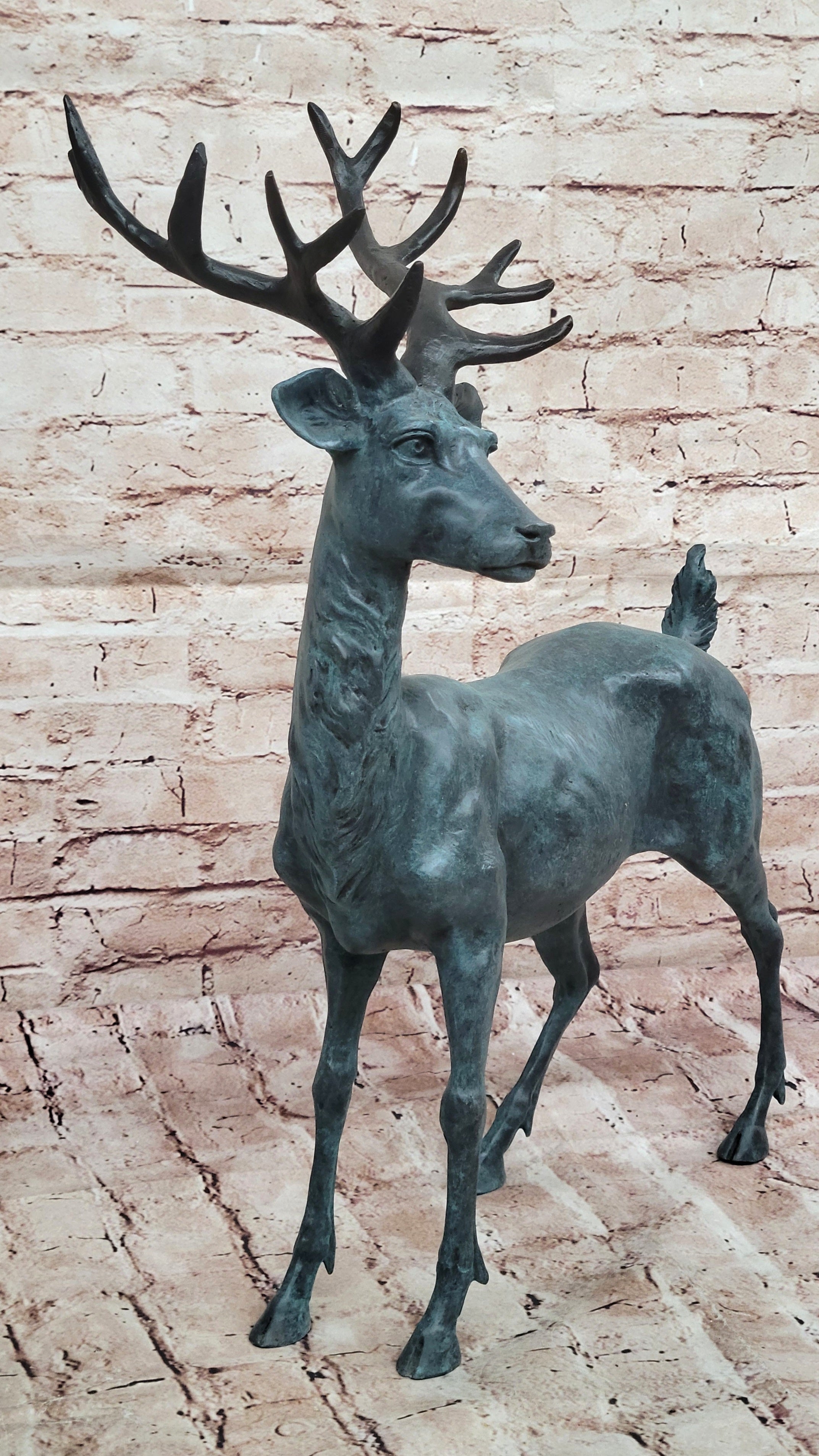 Bugatti Bronze Deer Statue Sculpture Wildlife Garden Art Handmade Lost Wax Figurine