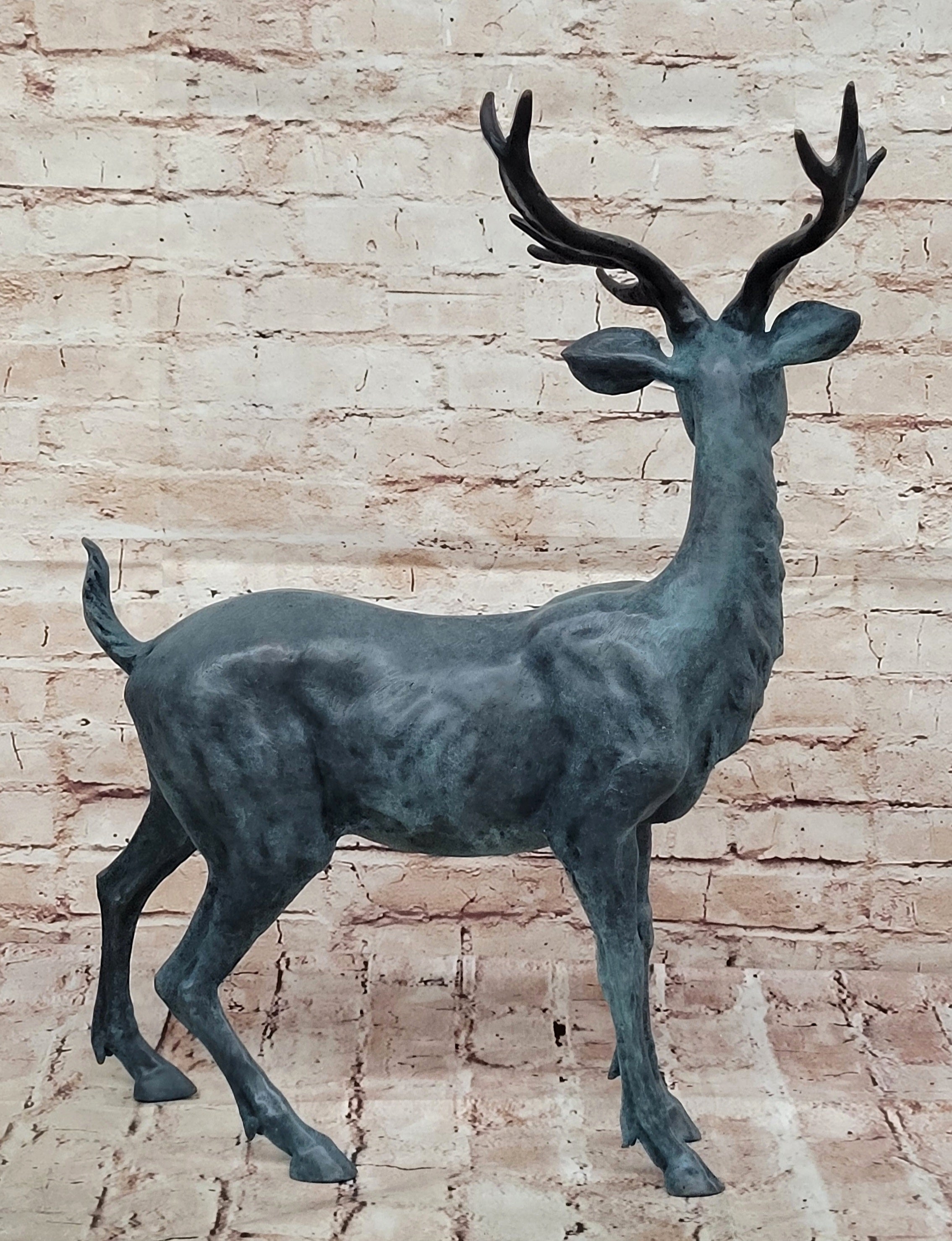 Bugatti Bronze Deer Statue Sculpture Wildlife Garden Art Handmade Lost Wax Figurine