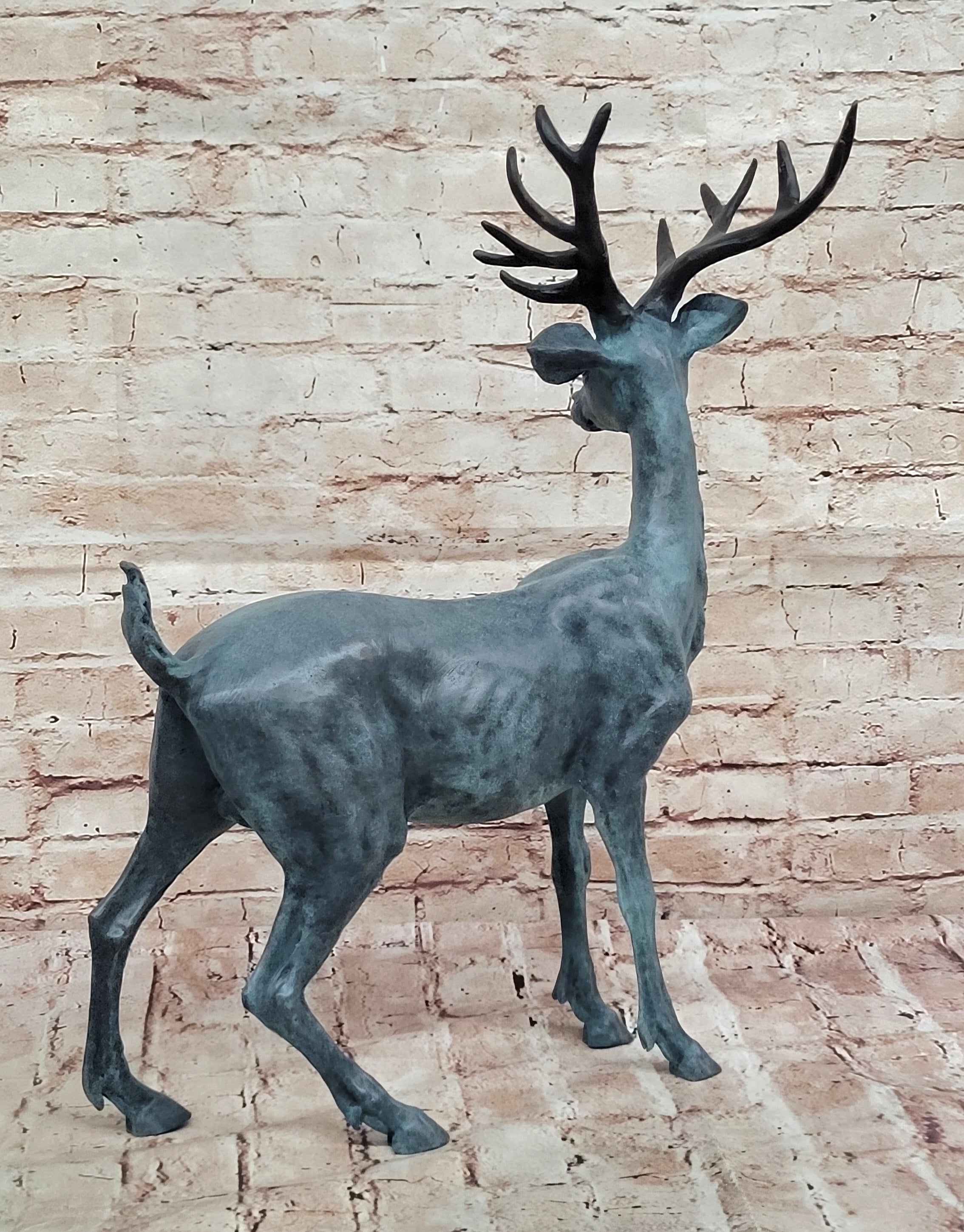 Bugatti Bronze Deer Statue Sculpture Wildlife Garden Art Handmade Lost Wax Figurine