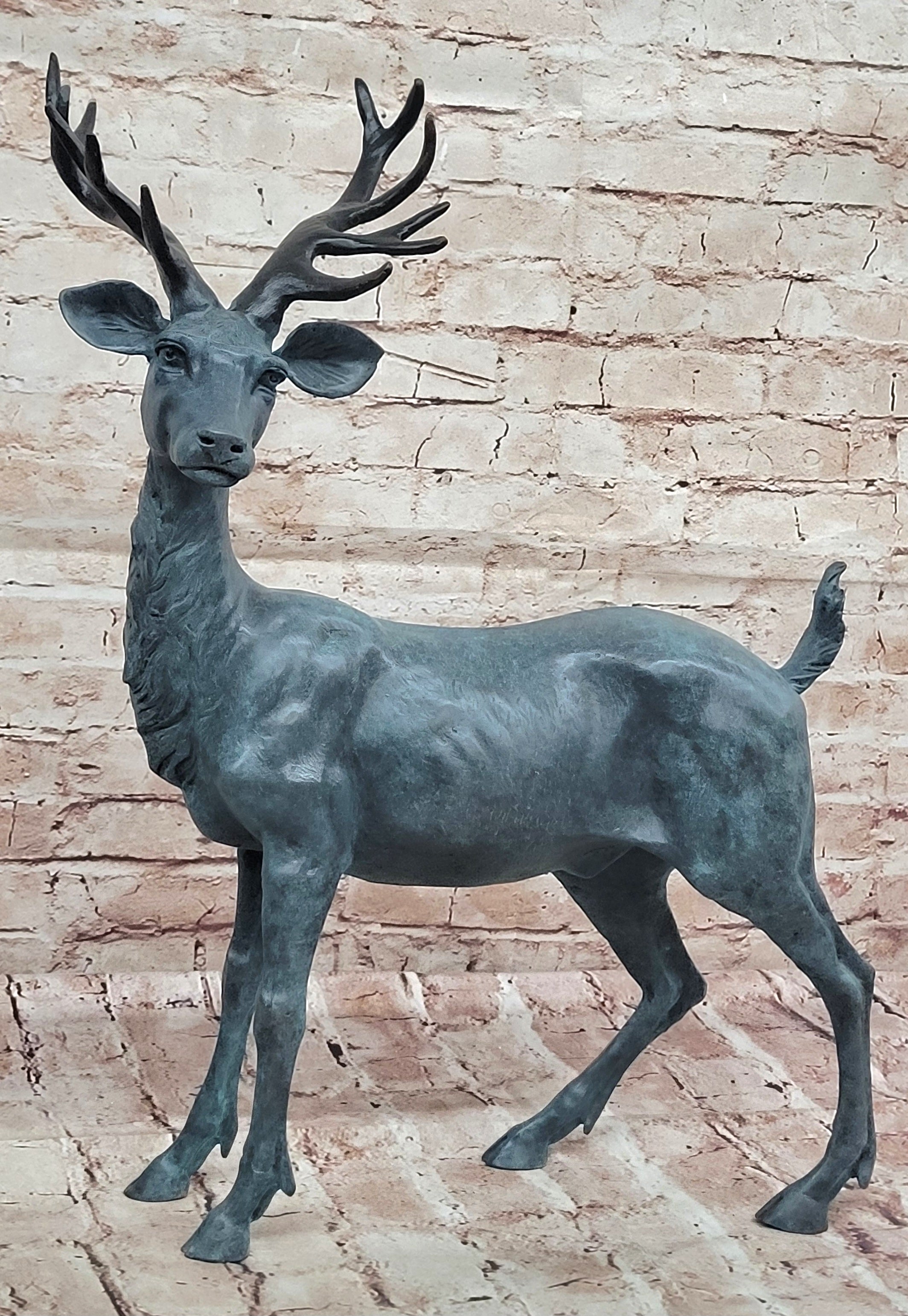 Bugatti Bronze Deer Statue Sculpture Wildlife Garden Art Handmade Lost Wax Figurine