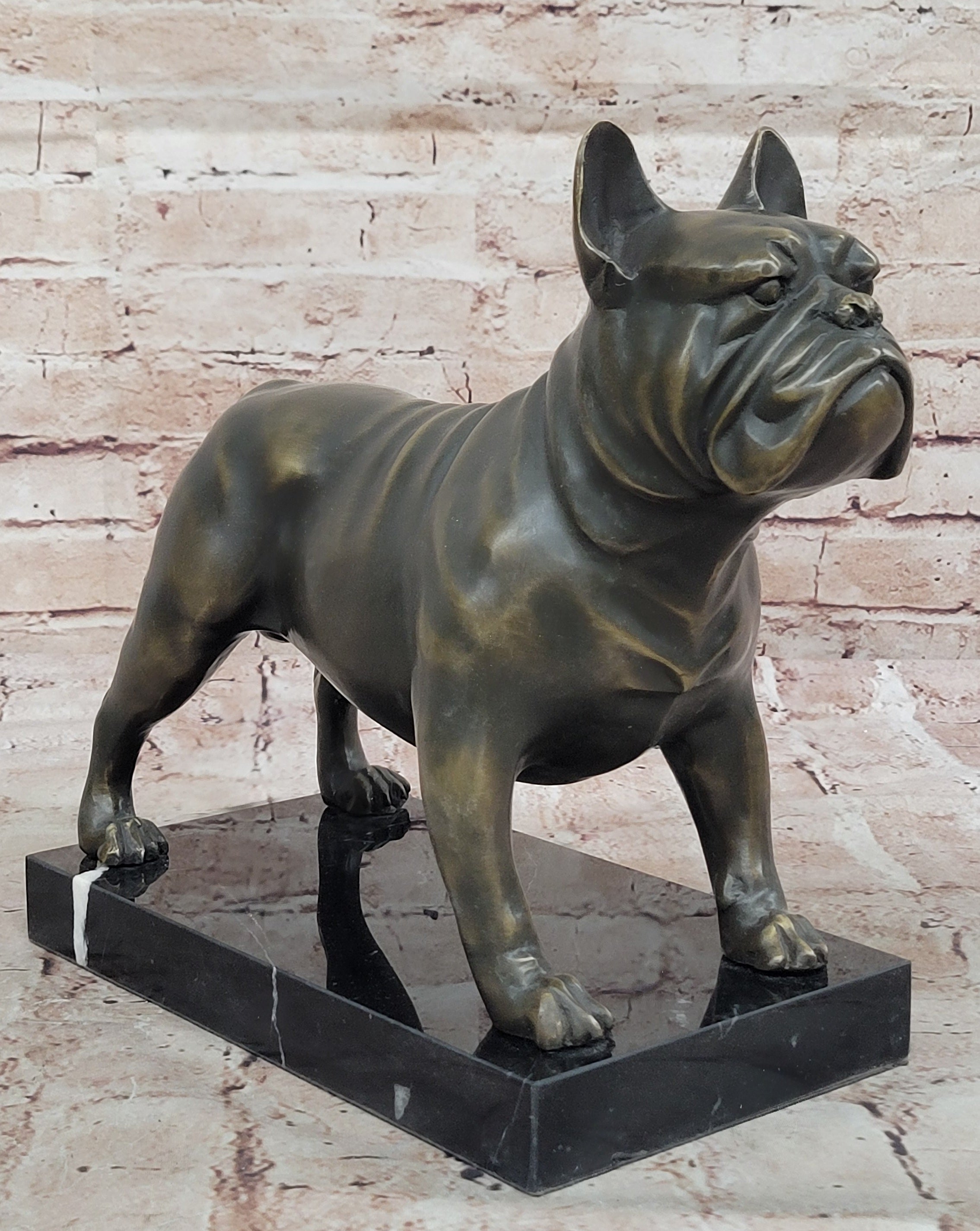 M. Lopez Bronze Pitbull Dog Statue Sculpture Museum Quality Animal Artwork Home