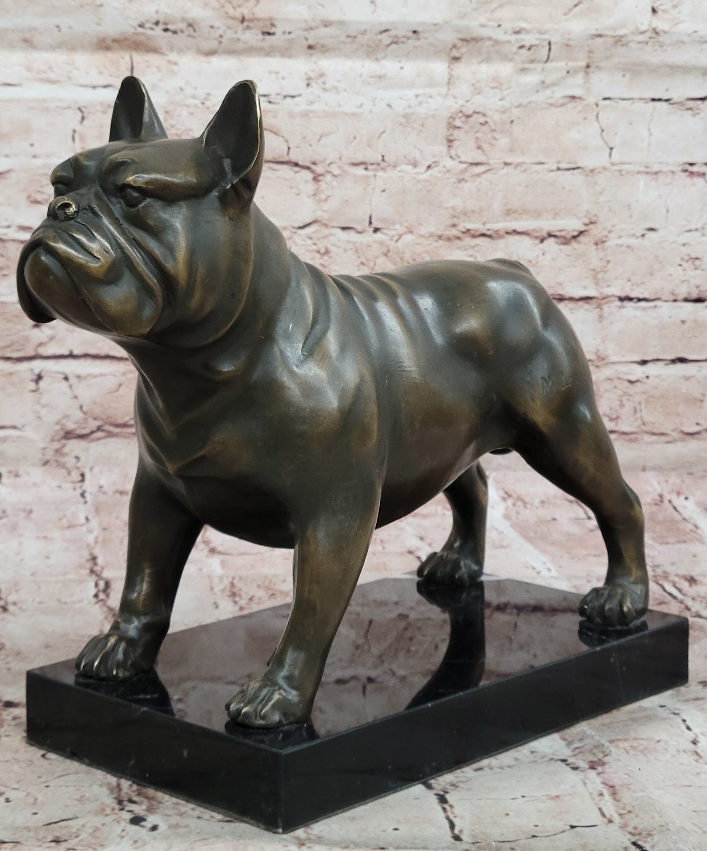 M. Lopez Bronze Pitbull Dog Statue Sculpture Museum Quality Animal Artwork Home