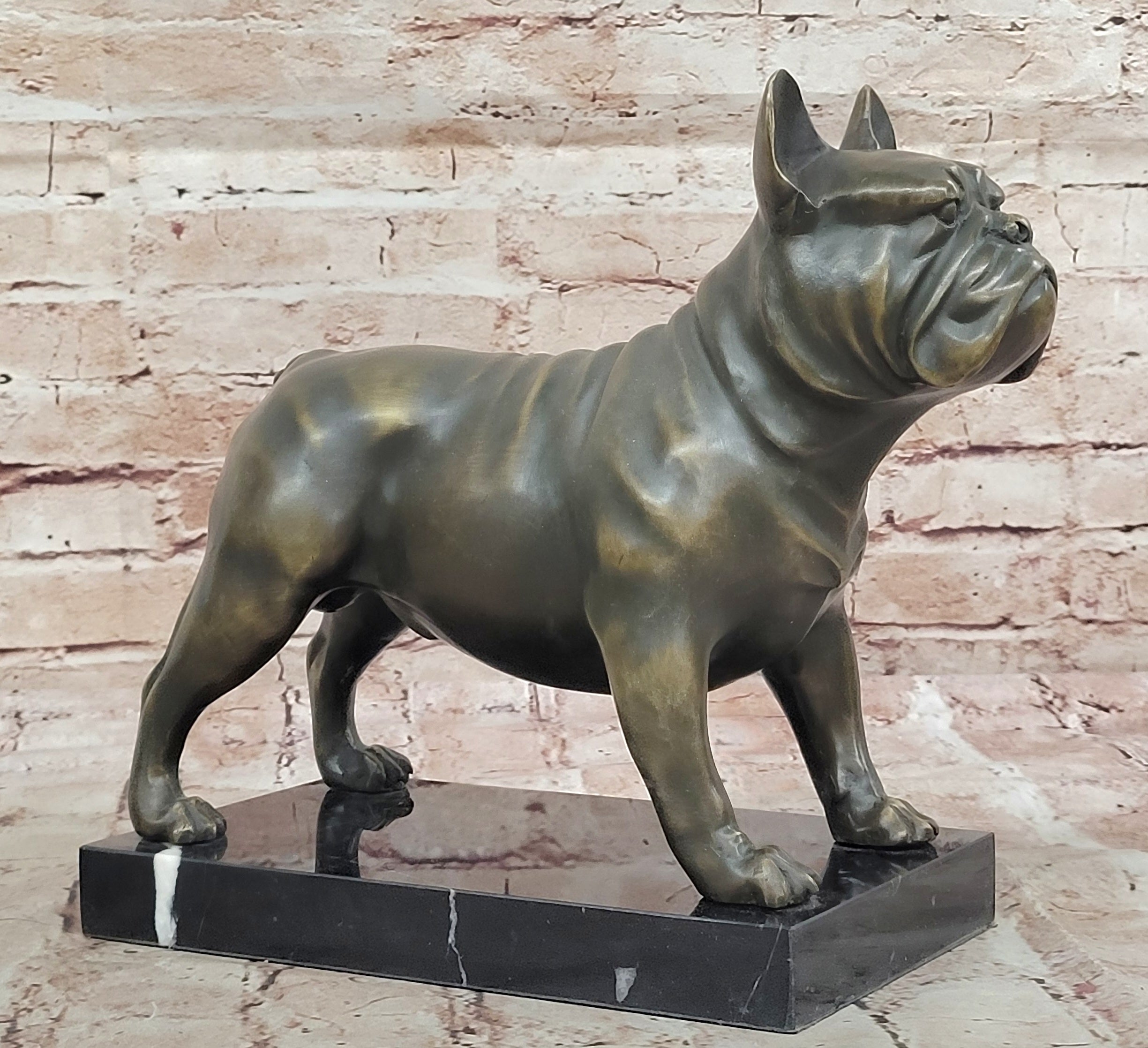 M. Lopez Bronze Pitbull Dog Statue Sculpture Museum Quality Animal Artwork Home