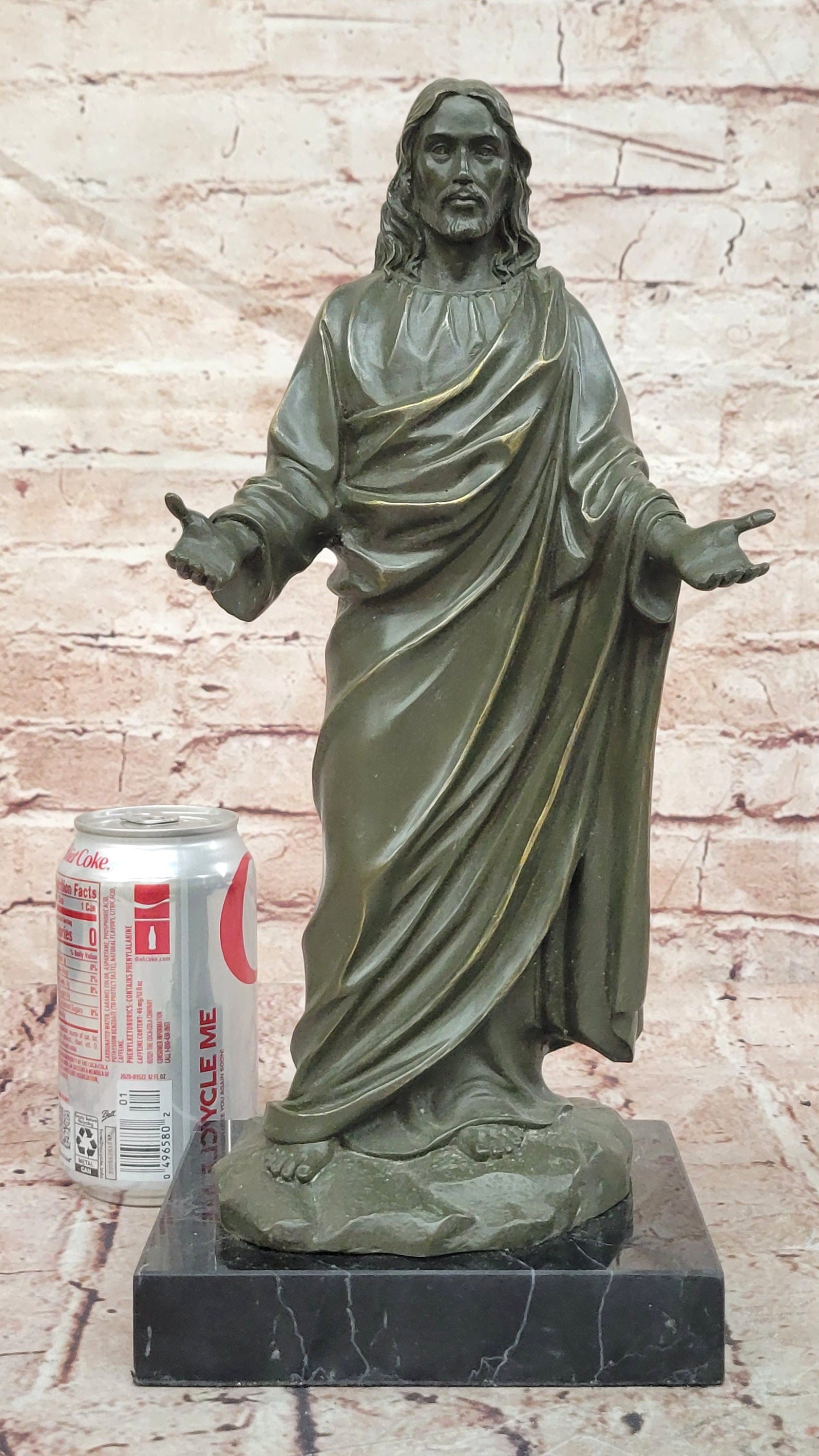 Bronze Son of God Sculpture Jesus Open Arms Signed Valli Collectible Statue