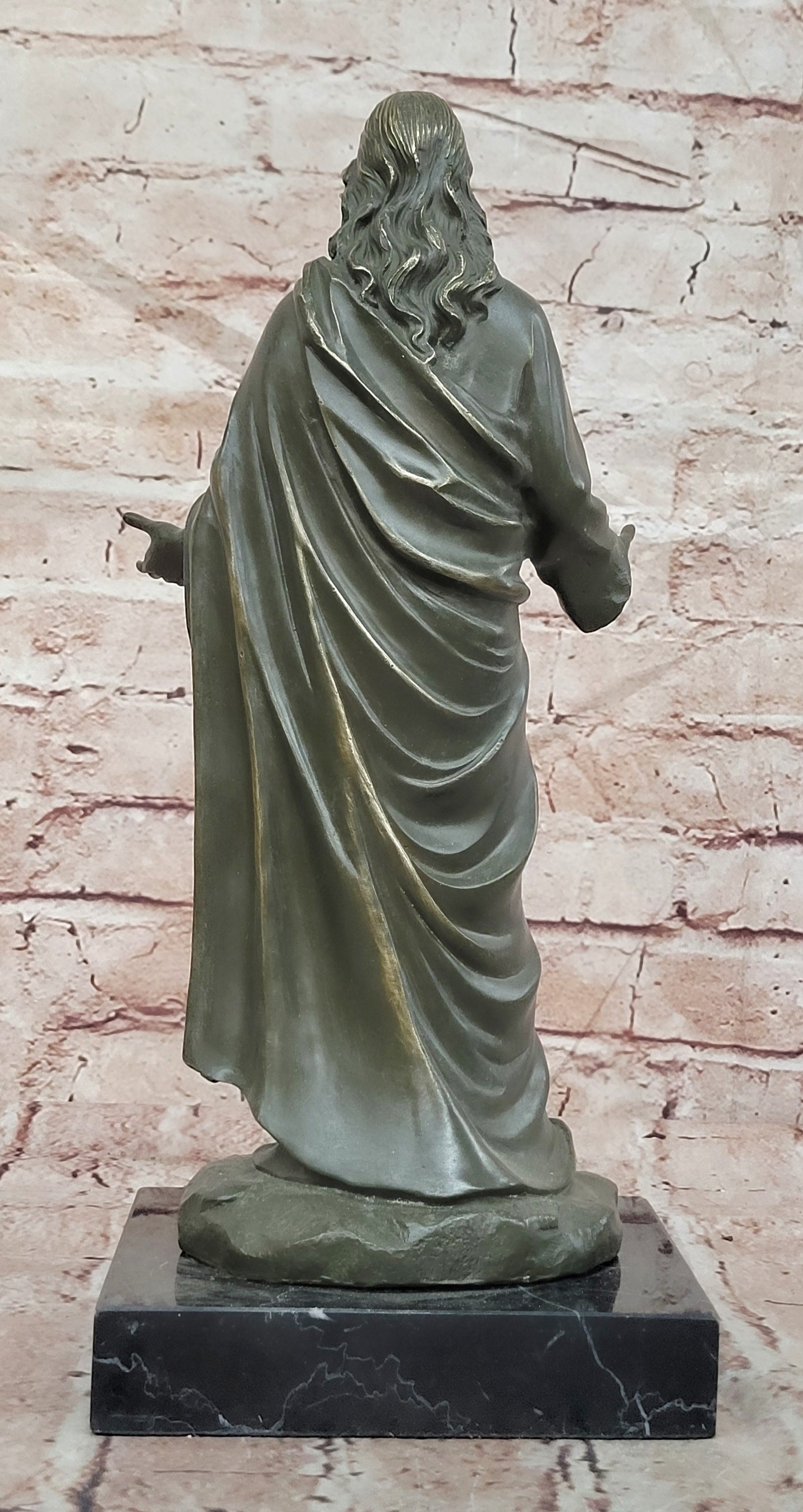 Bronze Son of God Sculpture Jesus Open Arms Signed Valli Collectible Statue