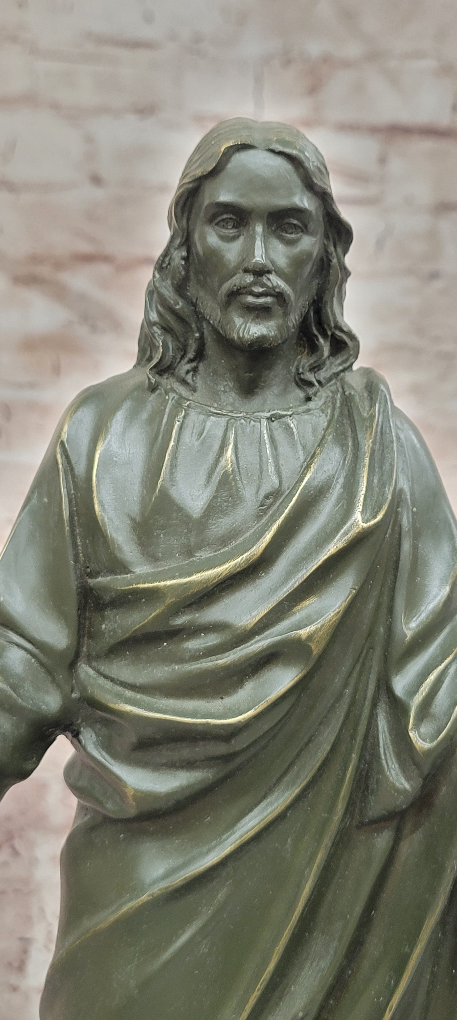 Bronze Son of God Sculpture Jesus Open Arms Signed Valli Collectible Statue