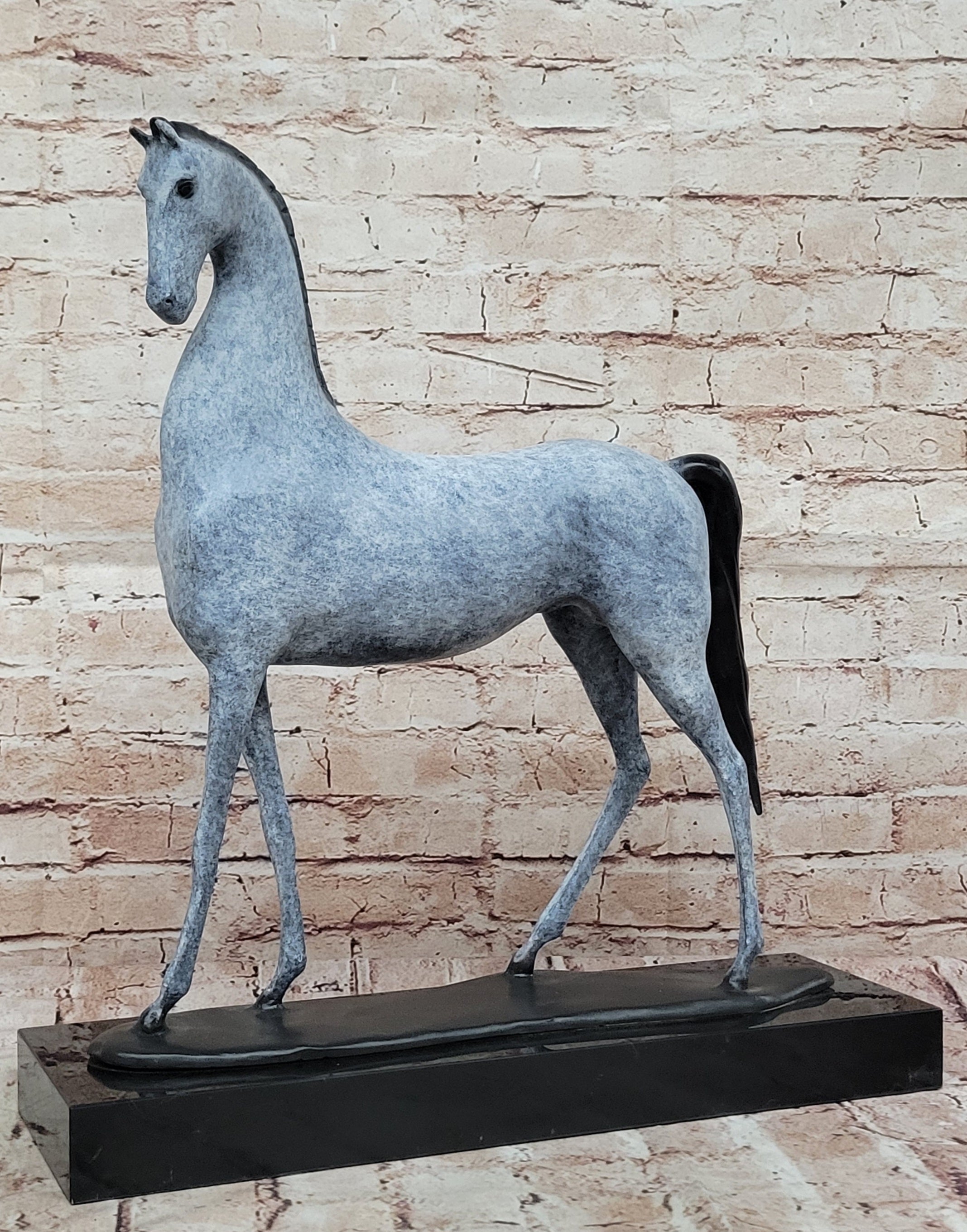 Hand Made Bronze Horse Figurine Signed T. Baker Modern Art Decor Lost Wax Sculpture