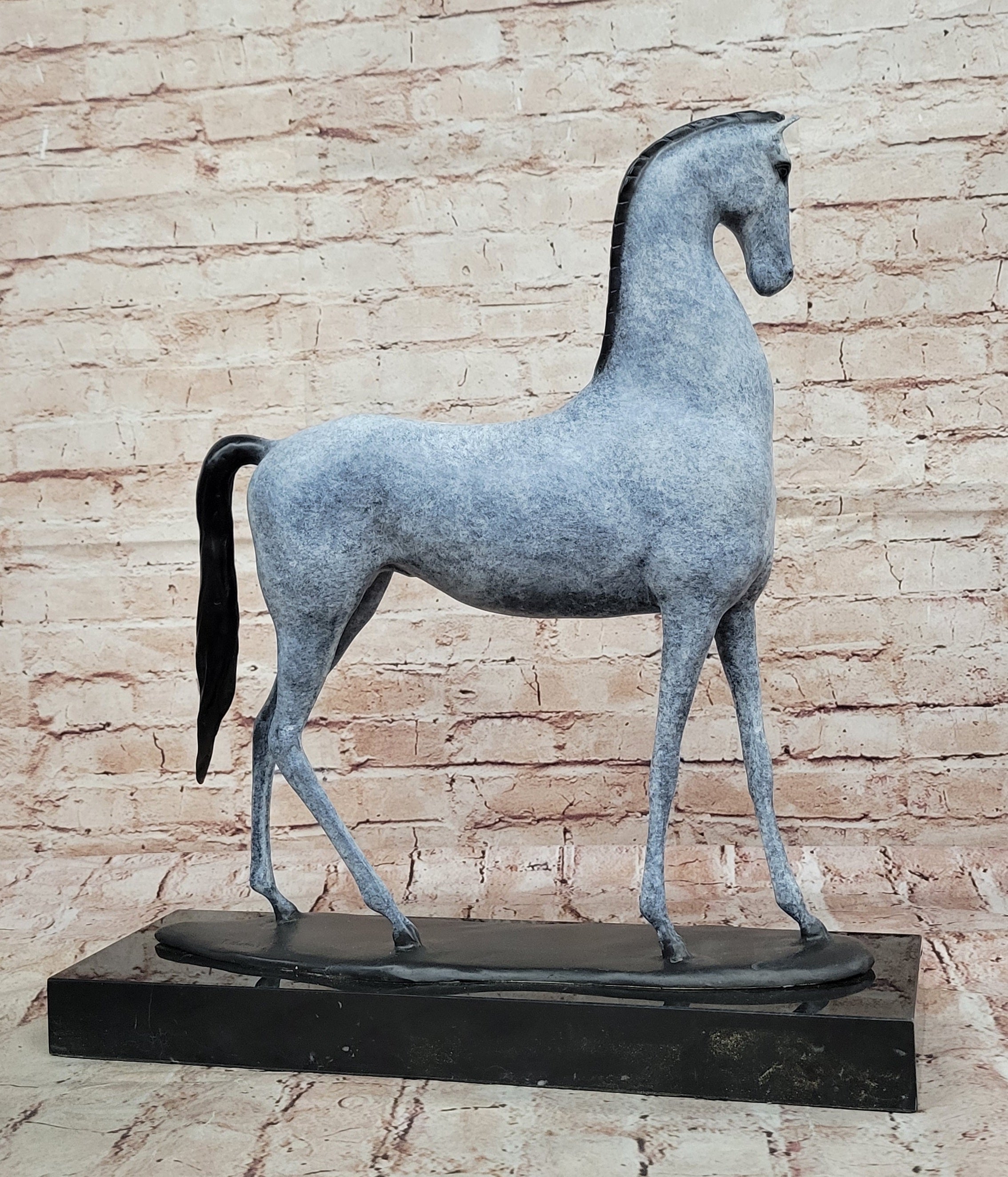 Hand Made Bronze Horse Figurine Signed T. Baker Modern Art Decor Lost Wax Sculpture