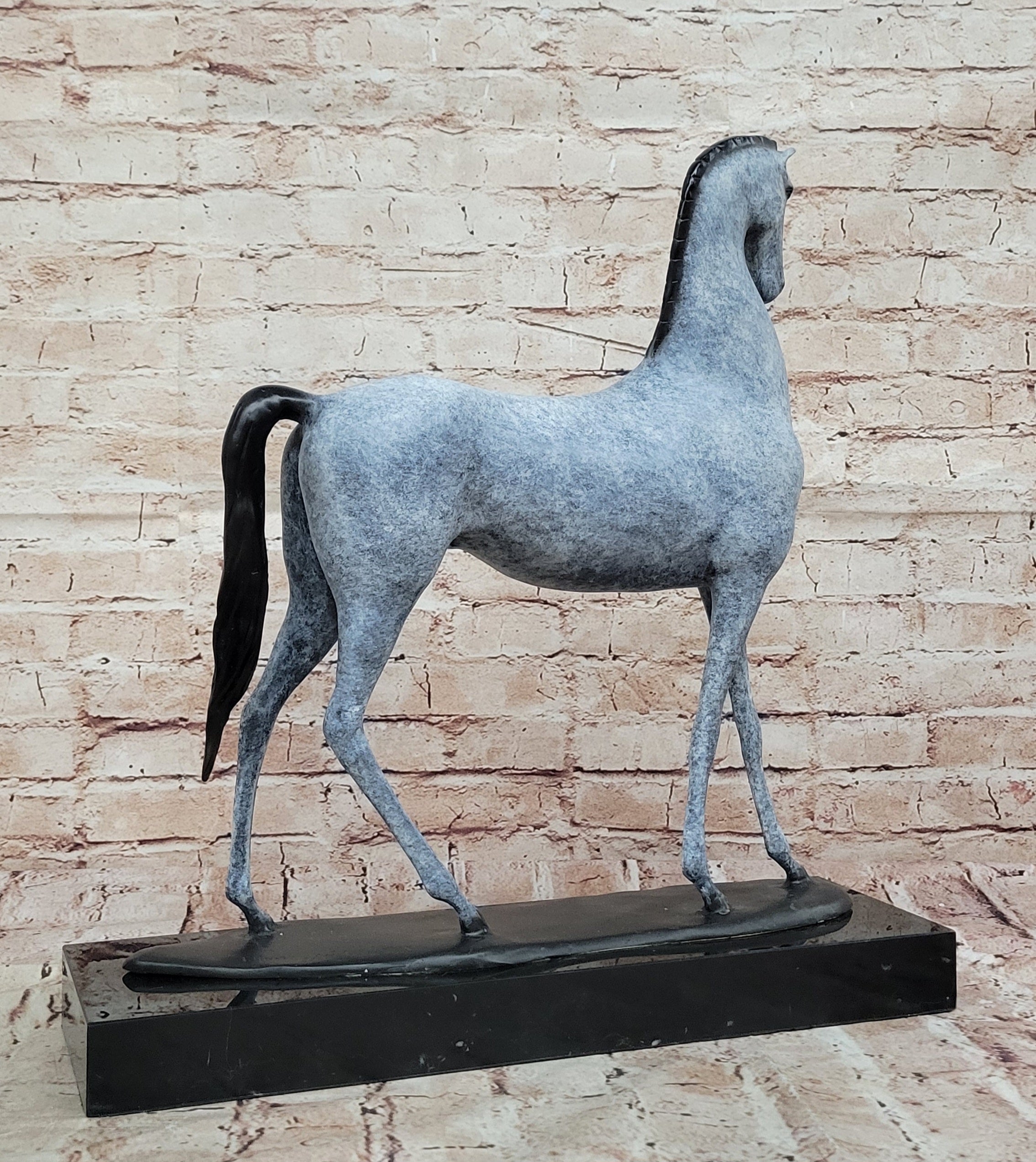 Hand Made Bronze Horse Figurine Signed T. Baker Modern Art Decor Lost Wax Sculpture