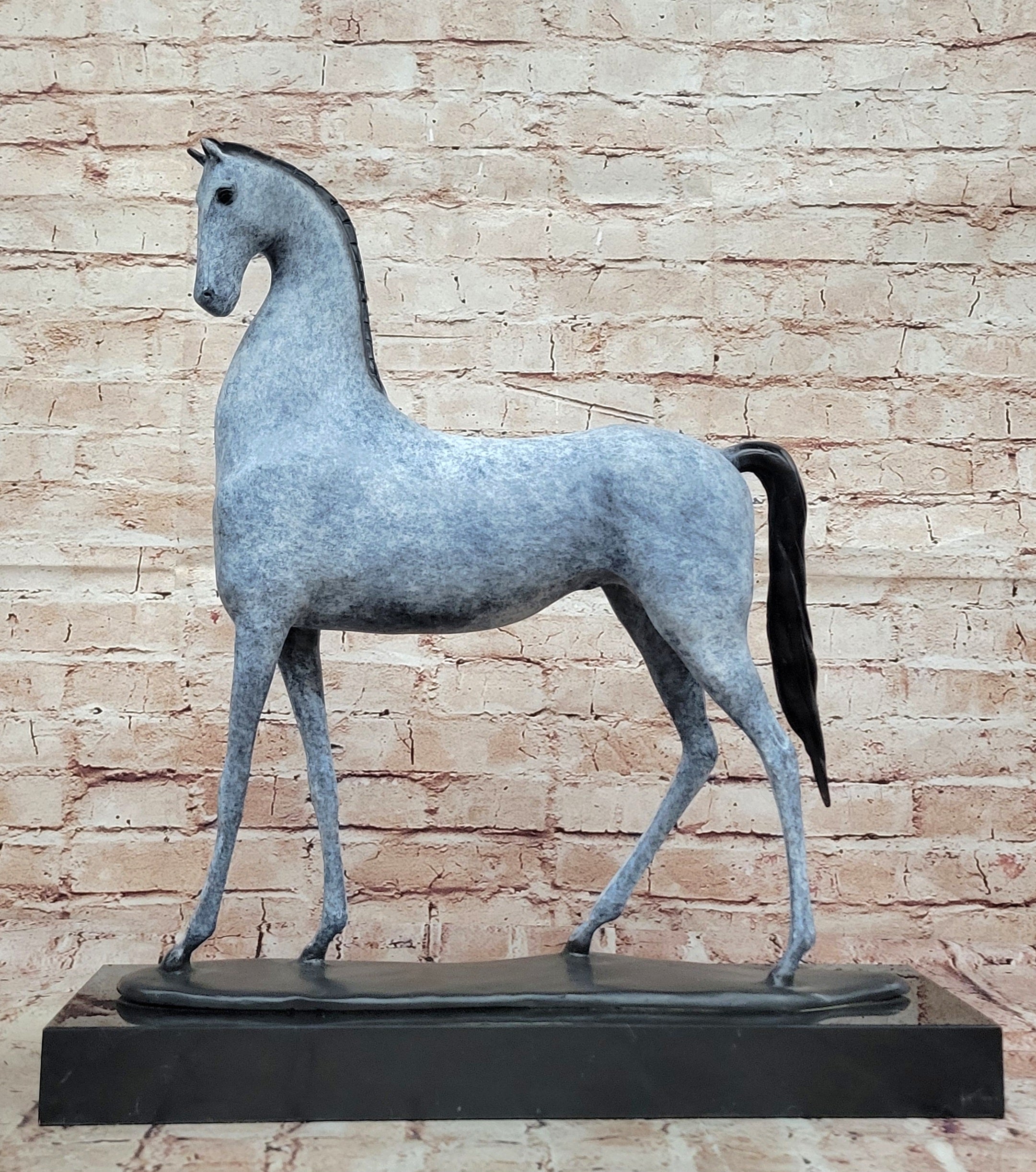 Hand Made Bronze Horse Figurine Signed T. Baker Modern Art Decor Lost Wax Sculpture