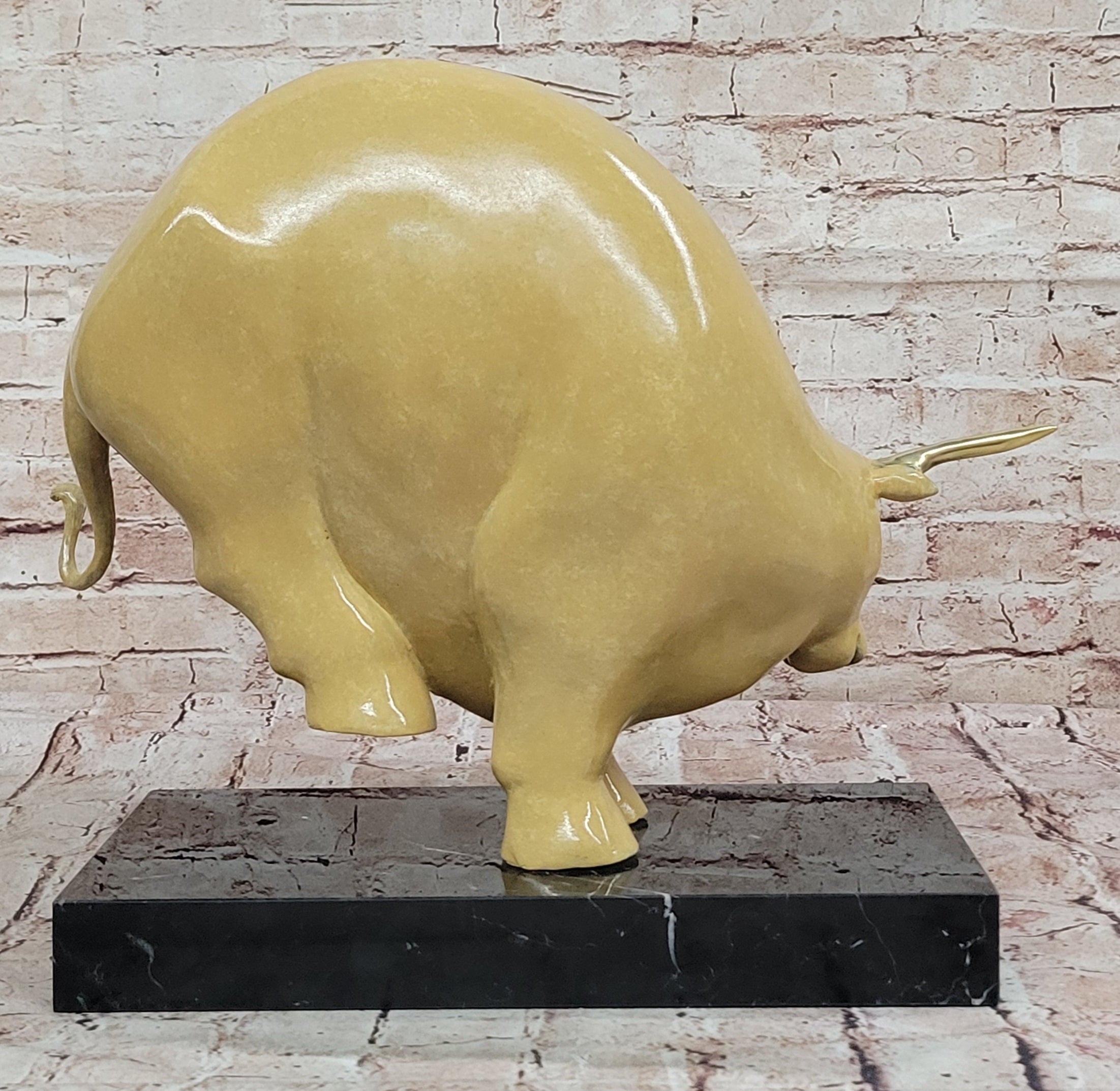 Abstract Modern Bull Statue – Signed Bronze Ox Sculpture by Botero Figurine