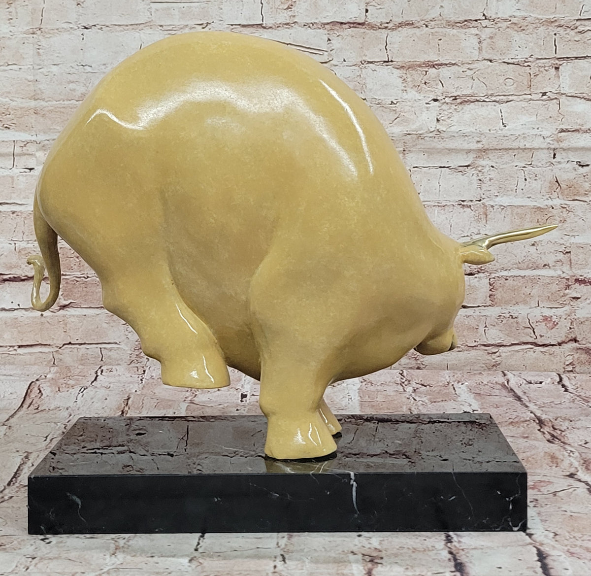 Abstract Modern Bull Statue – Signed Bronze Ox Sculpture by Botero Figurine