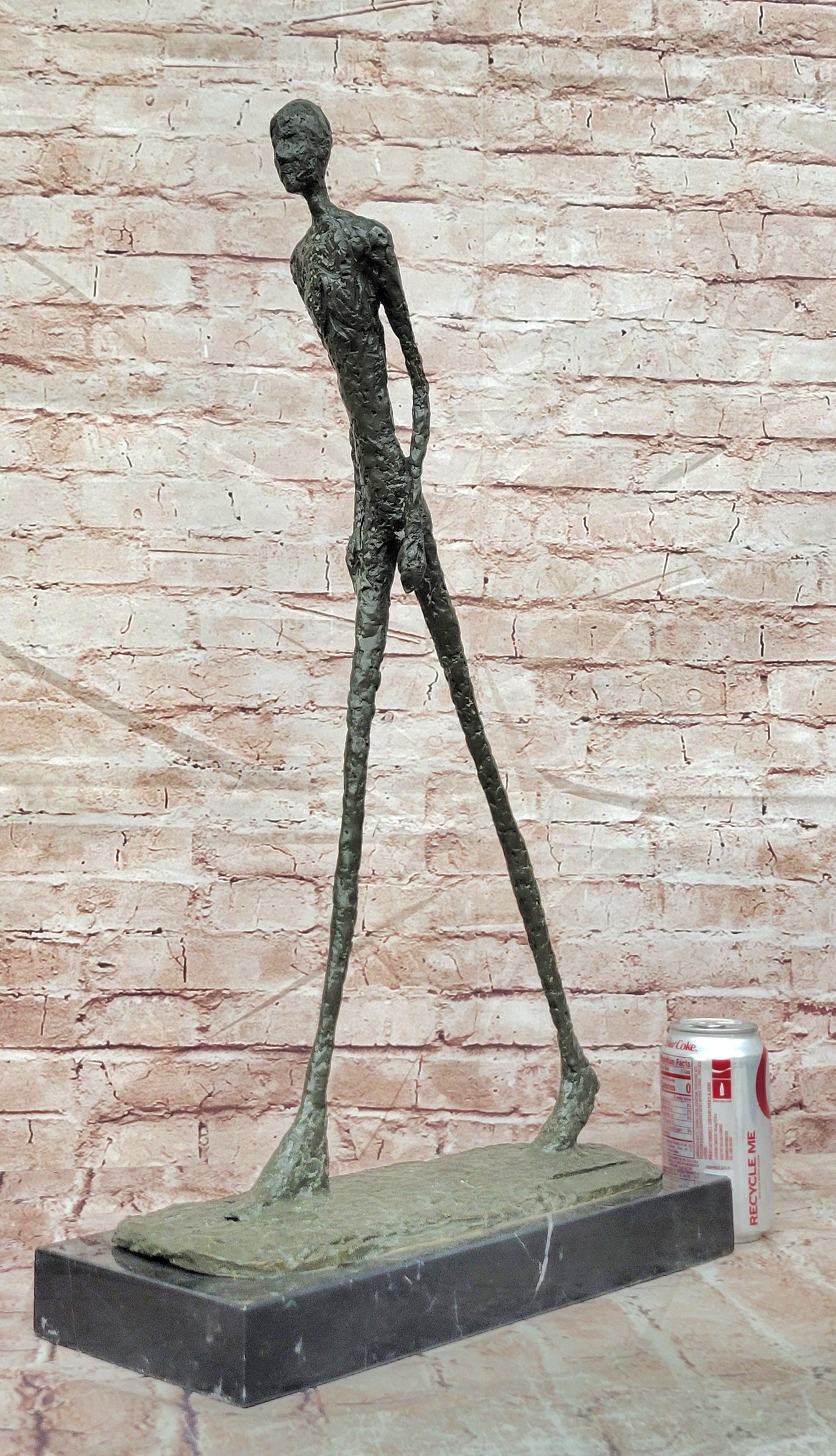 Giacometti Inspired Bronze Figurative Sculpture Walking Man Fine Art Statue
