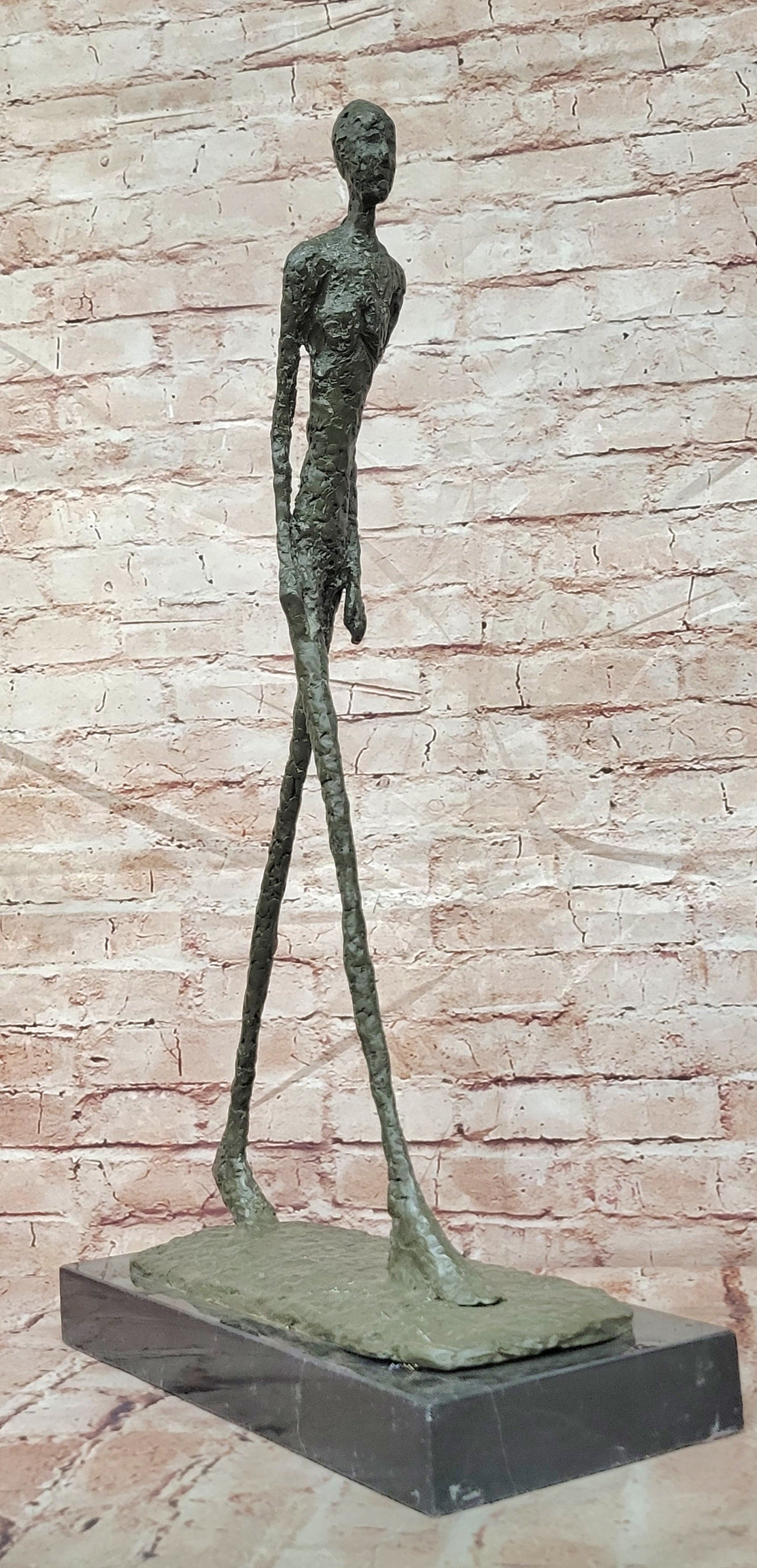 Giacometti Inspired Bronze Figurative Sculpture Walking Man Fine Art Statue