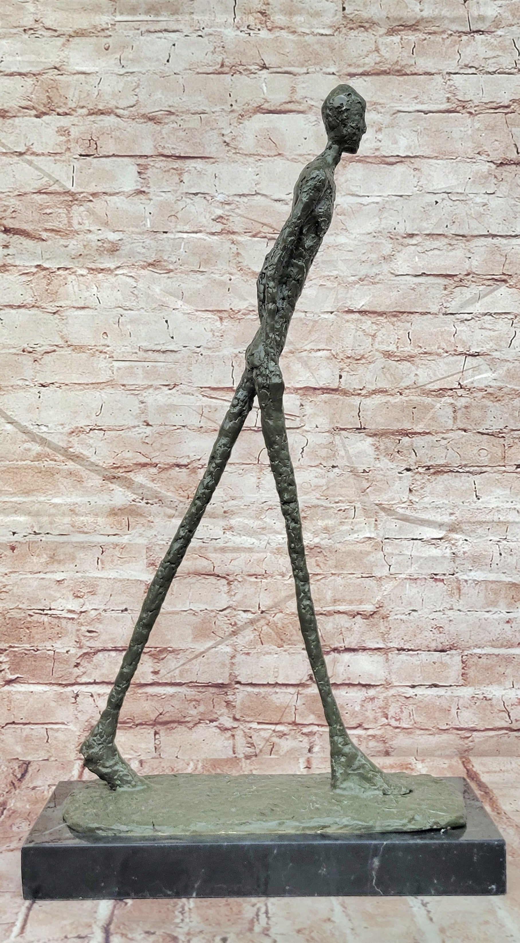Giacometti Inspired Bronze Figurative Sculpture Walking Man Fine Art Statue
