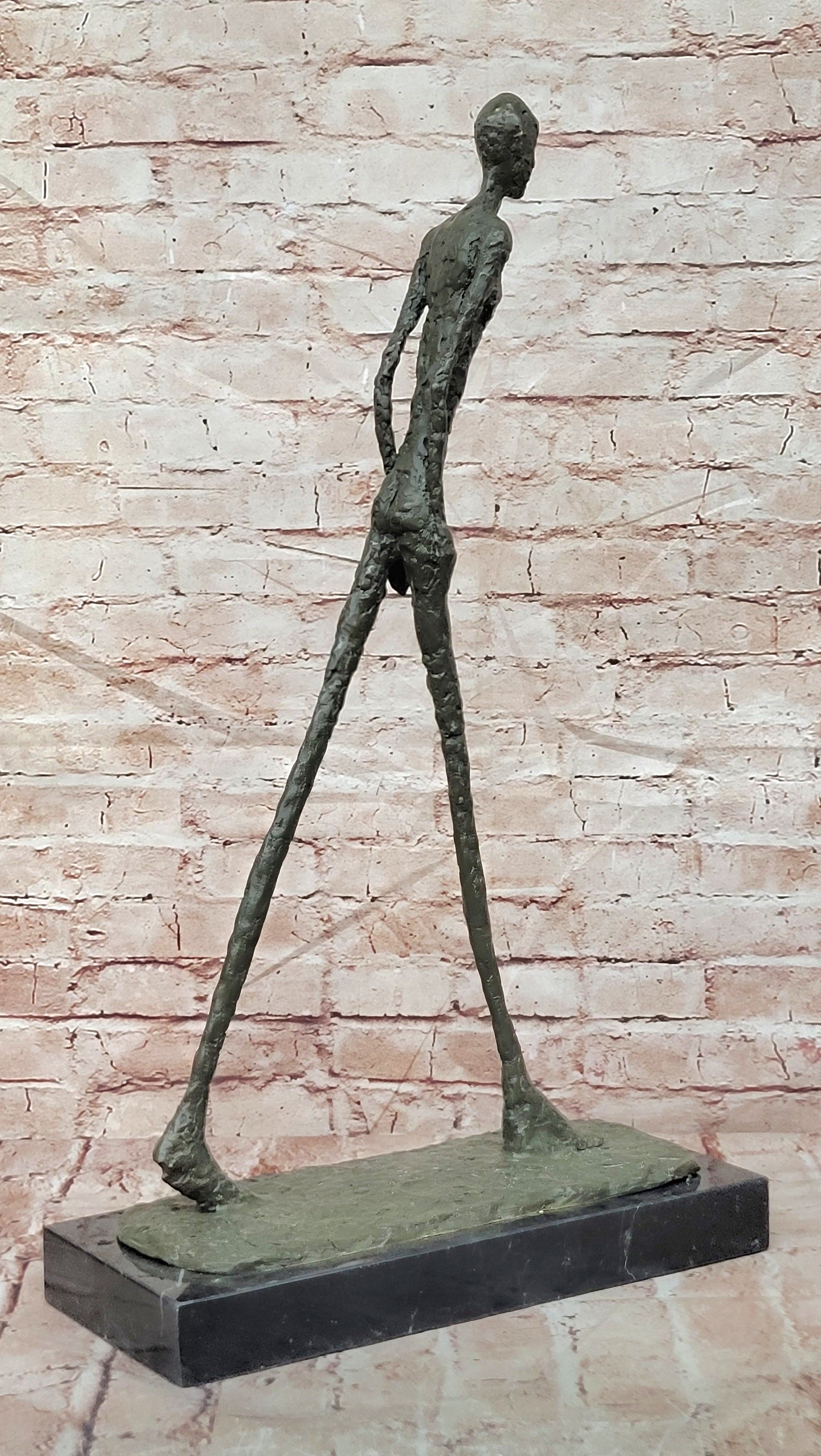 Giacometti Inspired Bronze Figurative Sculpture Walking Man Fine Art Statue