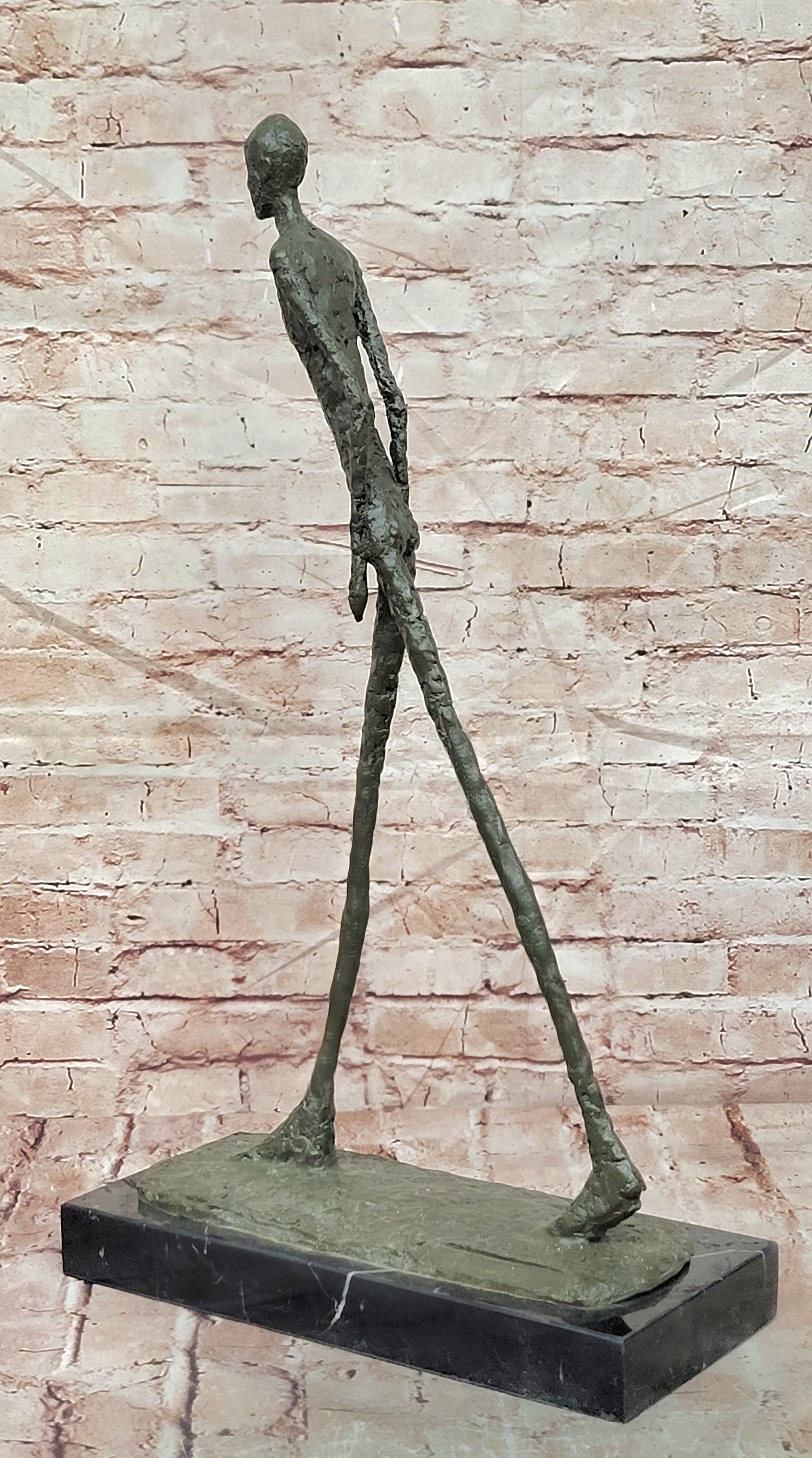 Giacometti Inspired Bronze Figurative Sculpture Walking Man Fine Art Statue