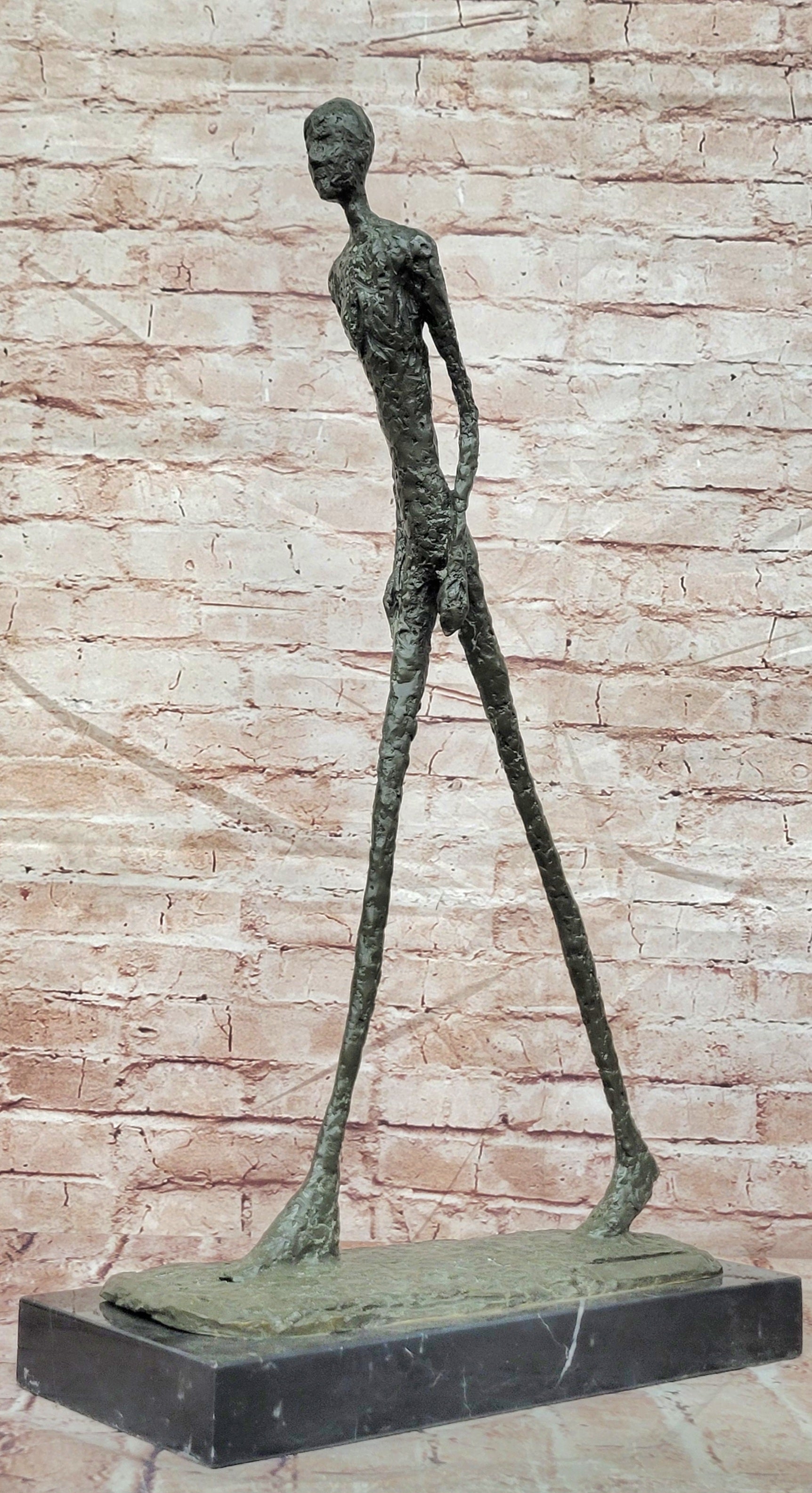 Giacometti Inspired Bronze Figurative Sculpture Walking Man Fine Art Statue