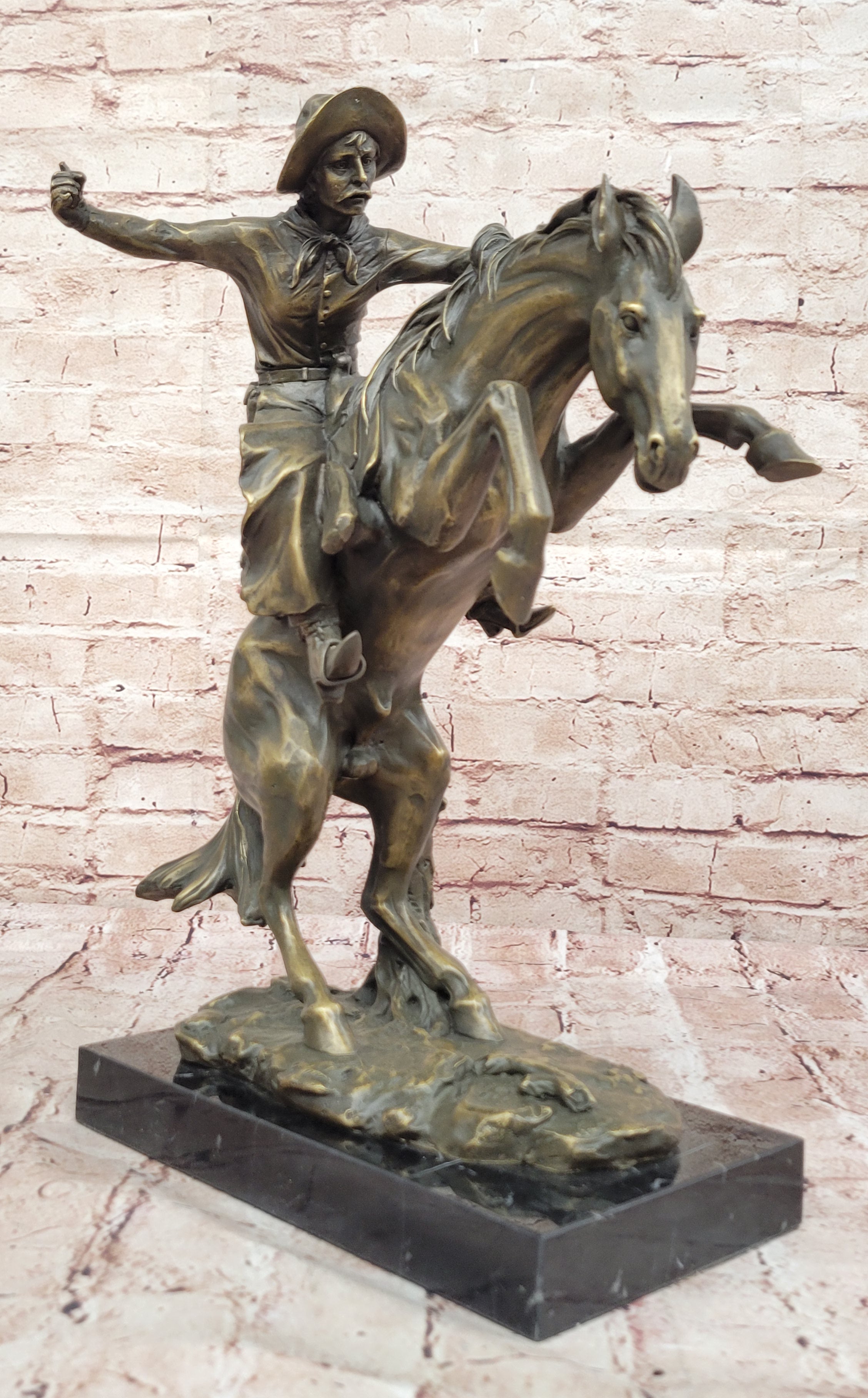Classic Bronco Buster Bronze Sculpture Statue for Home or Office Decor