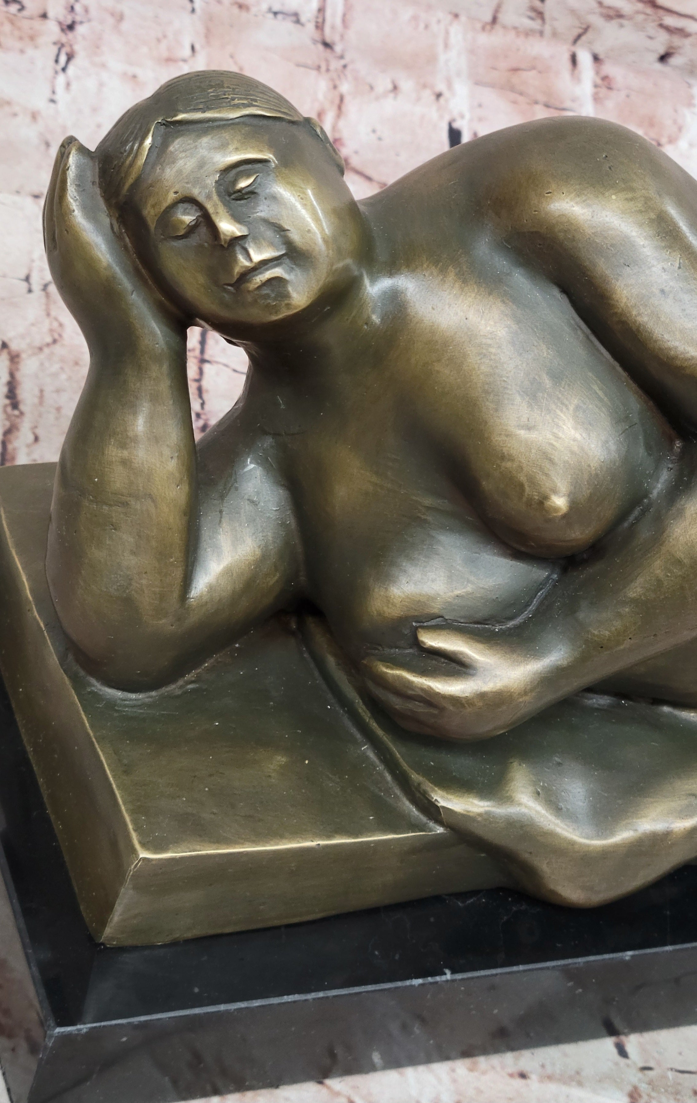 Bronze Sculpture Statue of Curvy Reclining Lady Signed by Botero Collectible Artwork