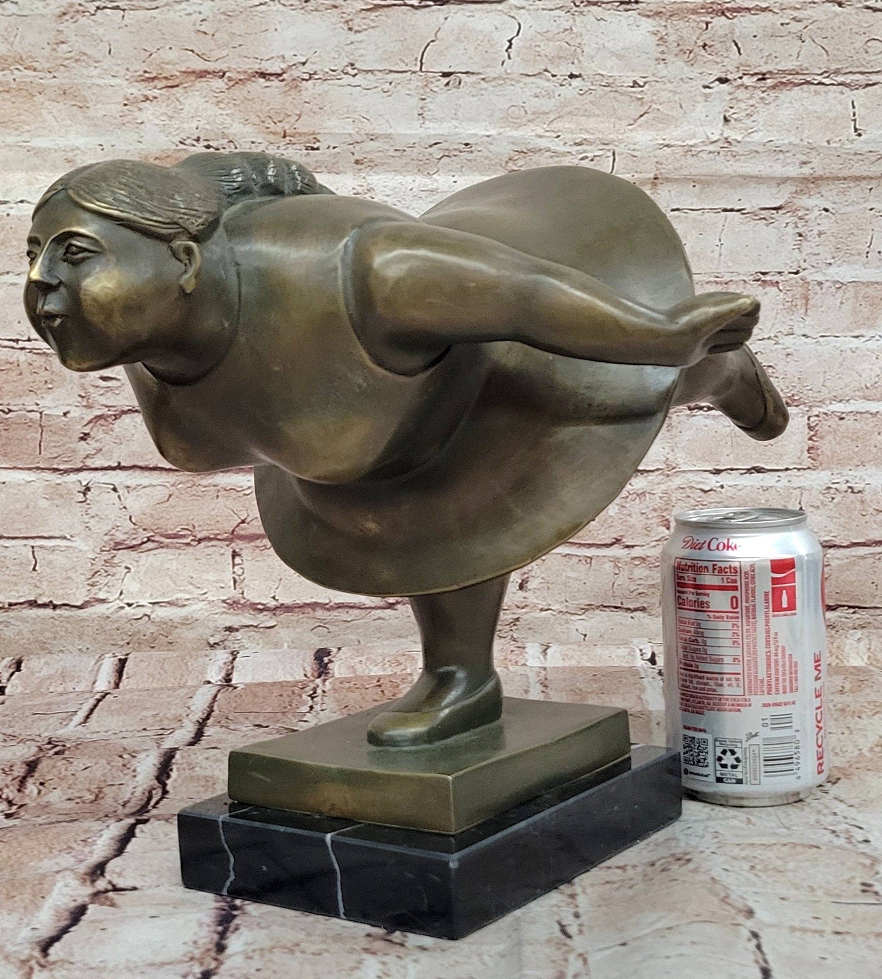Botero Style Bronze Fat Lady Yoga Ballerina Abstract Sculpture for Dance Lovers