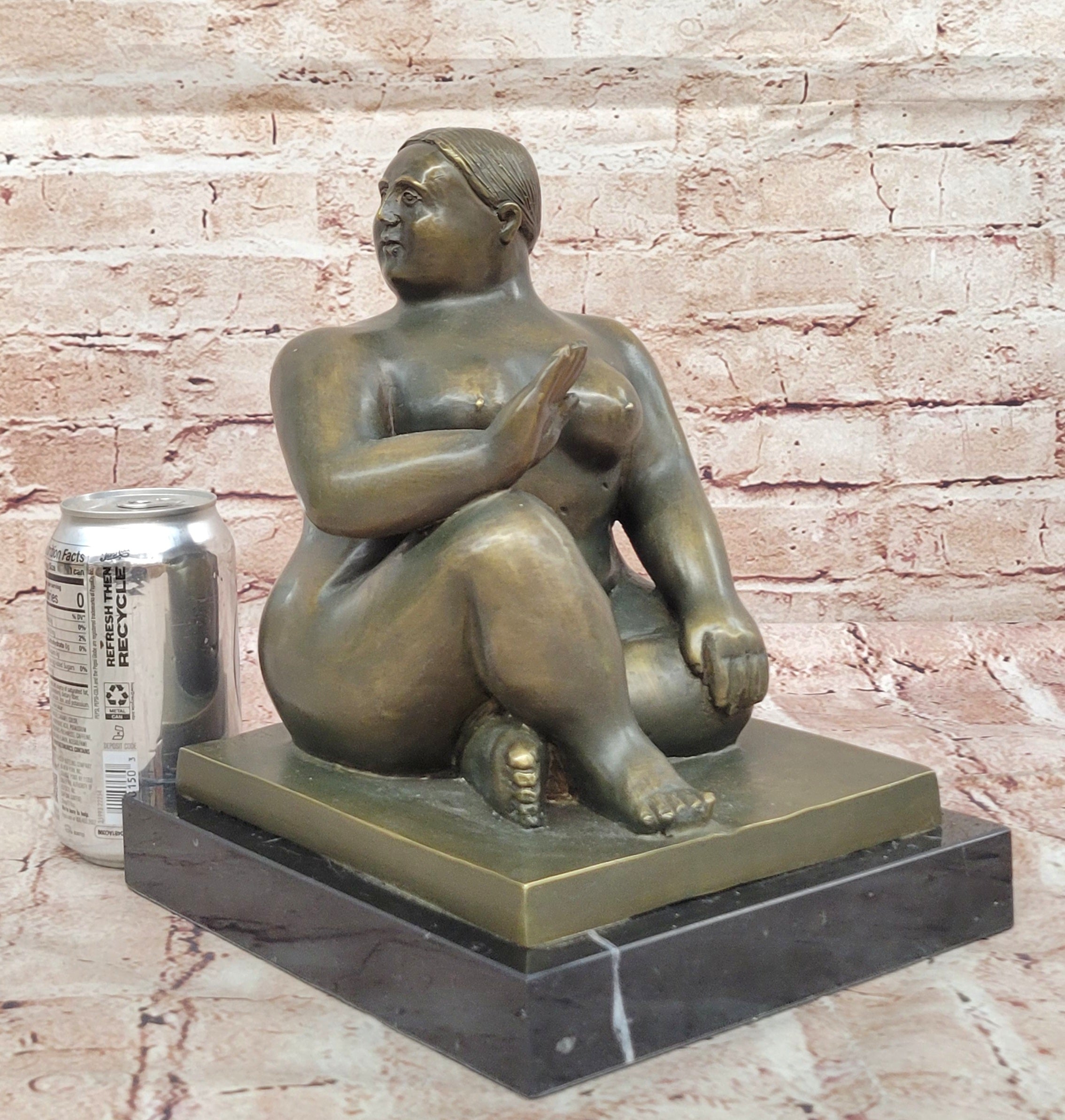 Plump Woman Bronze Figurine Statue by Fernando Botero with Marble Base Signed Collectible