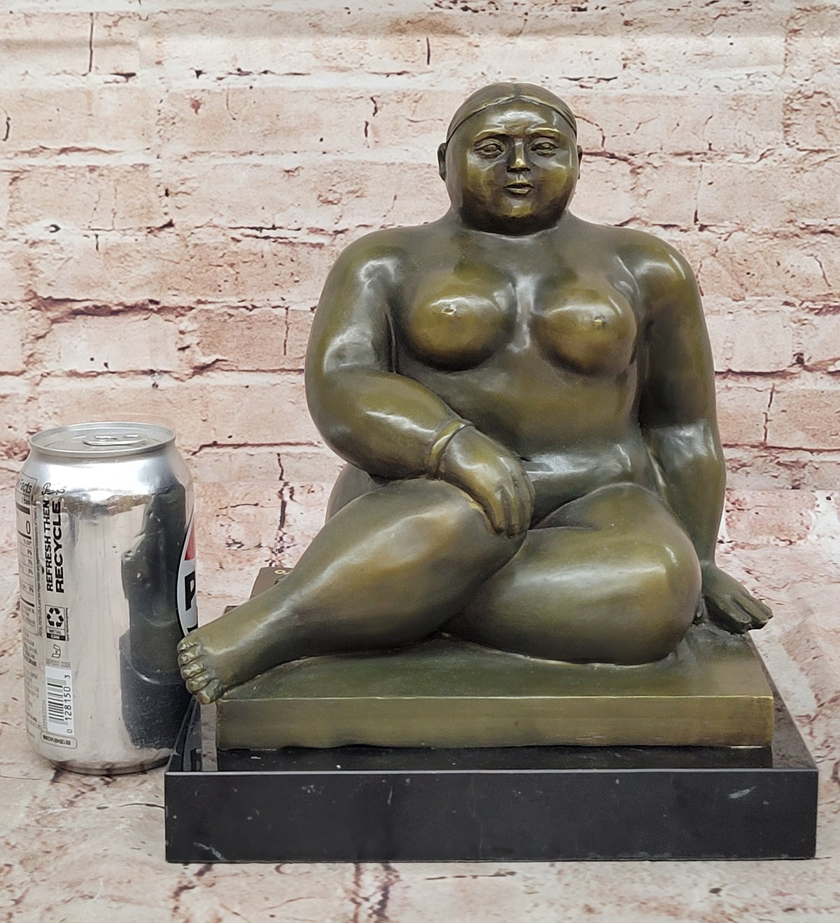 Bronze Figurine of Voluptuous Lady Sculpture Statue Art Home Decor by Botero Style