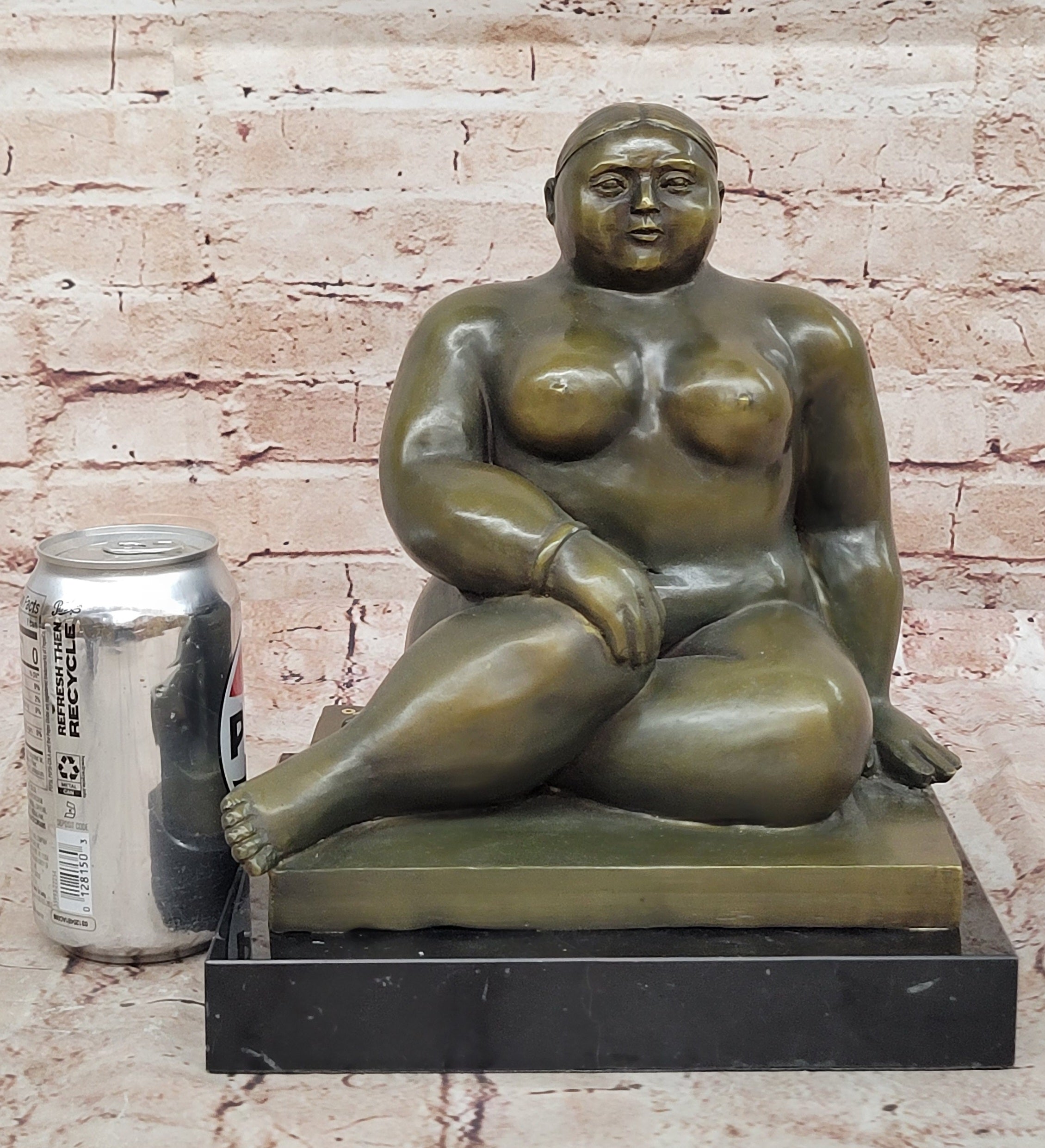 Bronze Figurine of Voluptuous Lady Sculpture Statue Art Home Decor by Botero Style