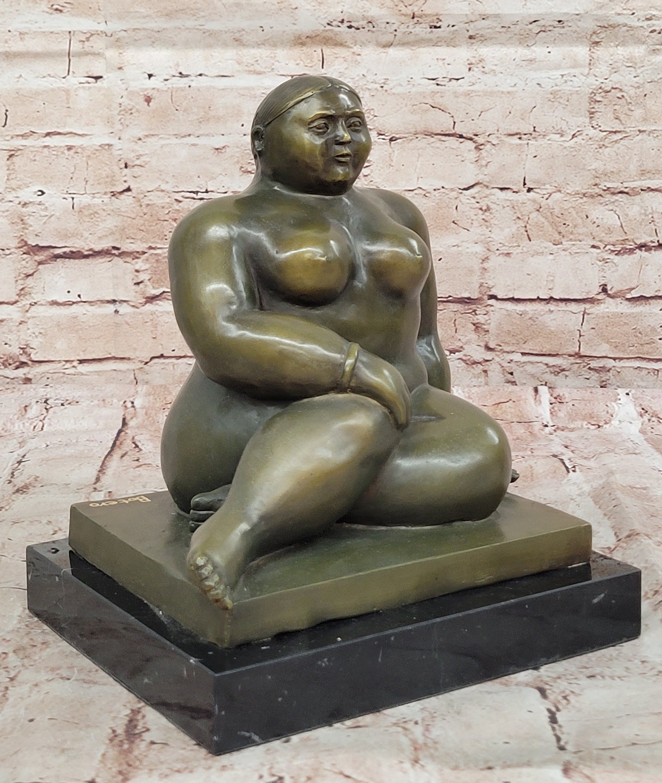 Bronze Figurine of Voluptuous Lady Sculpture Statue Art Home Decor by Botero Style