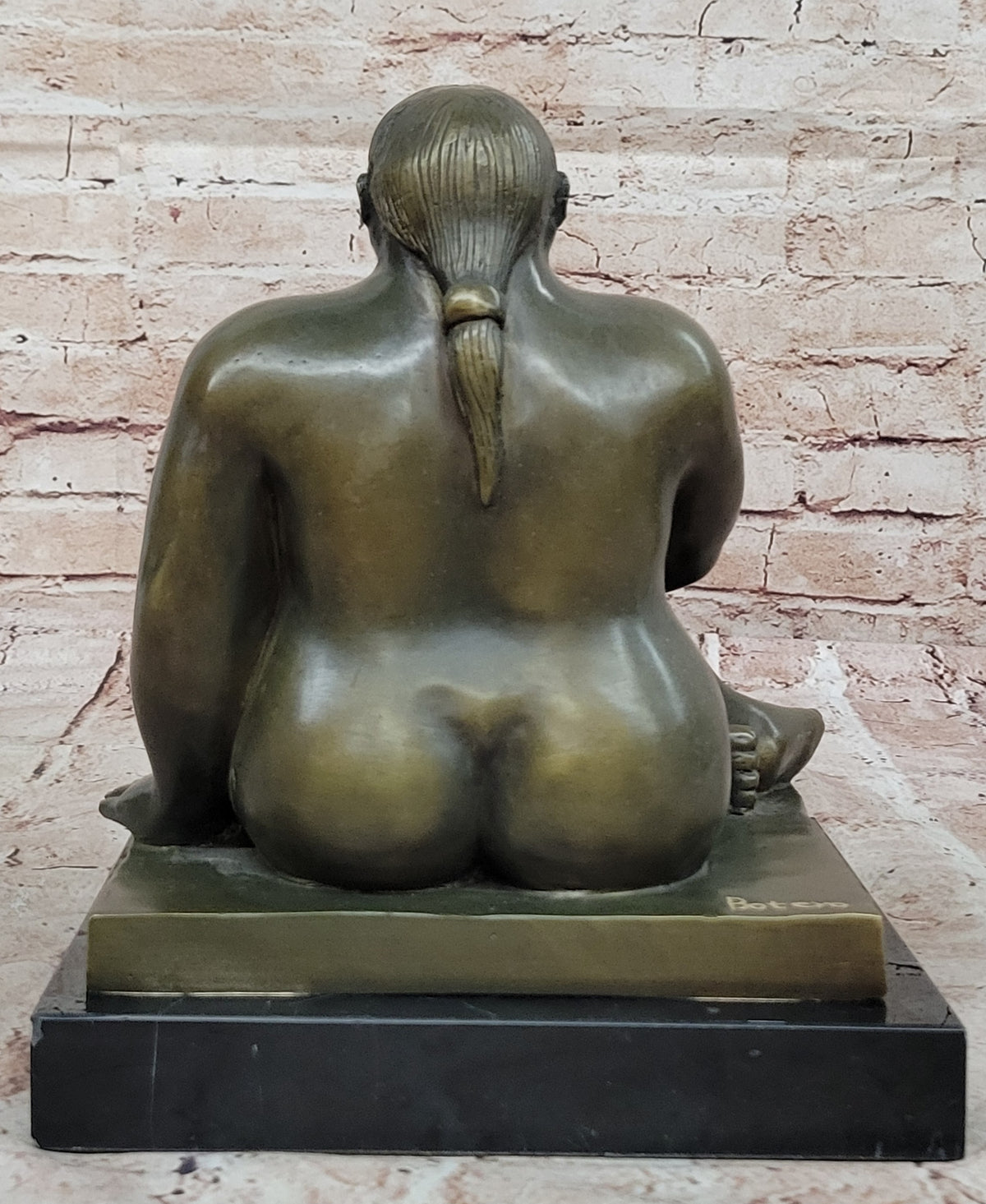Bronze Figurine of Voluptuous Lady Sculpture Statue Art Home Decor by Botero Style