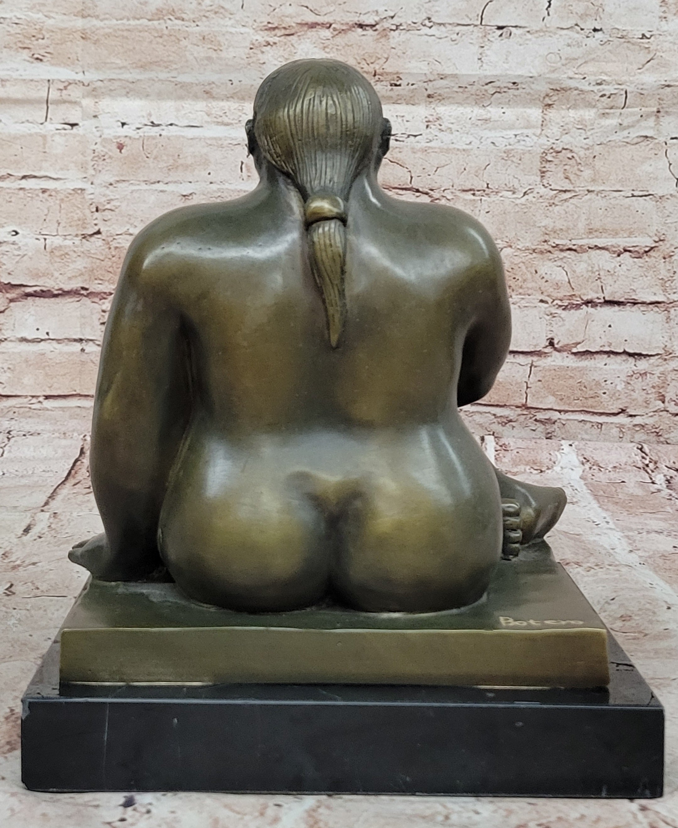 Bronze Figurine of Voluptuous Lady Sculpture Statue Art Home Decor by Botero Style