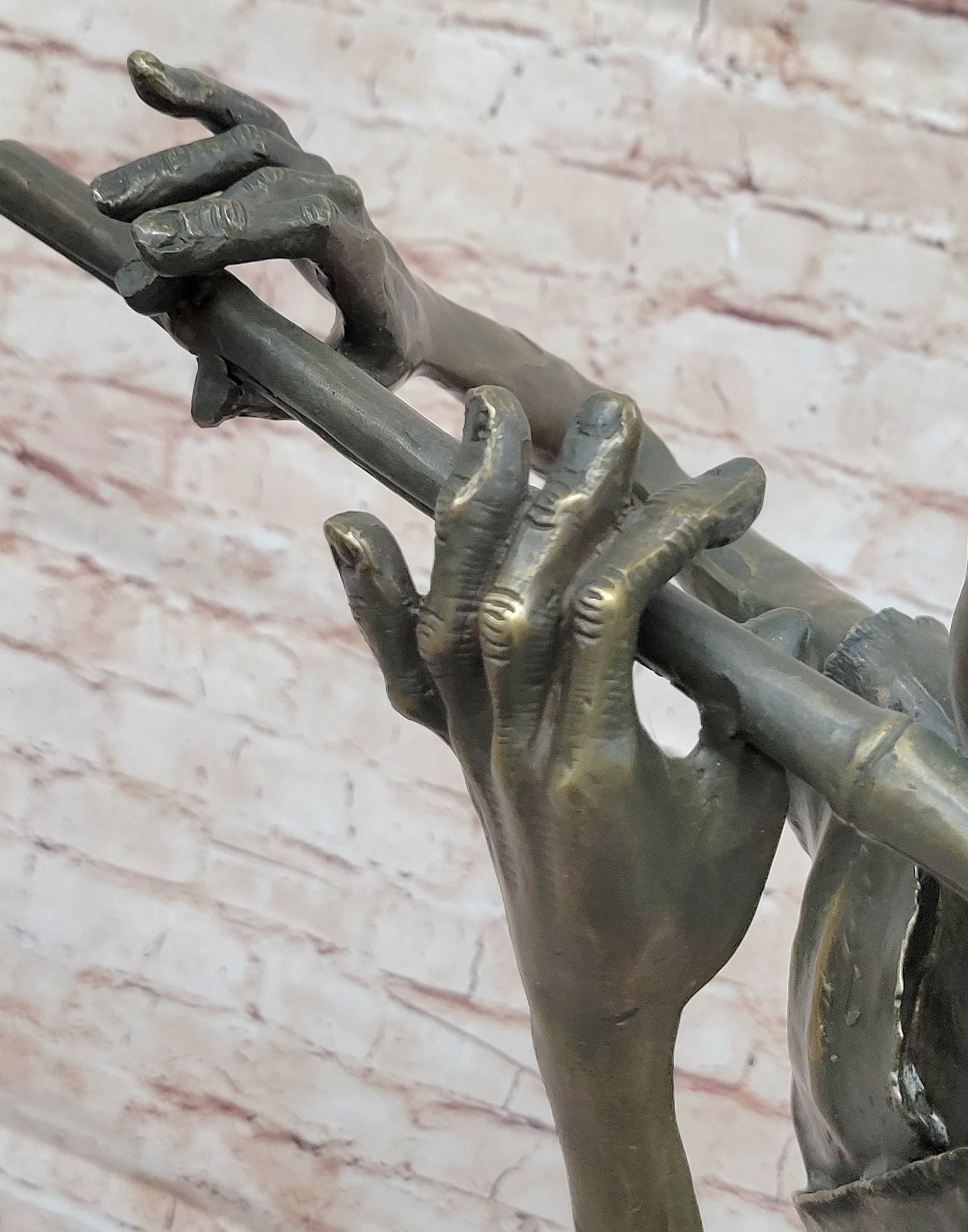 Signed Bronze Sculpture Statue of Flute-Playing Leprechaun Home Office Figurine