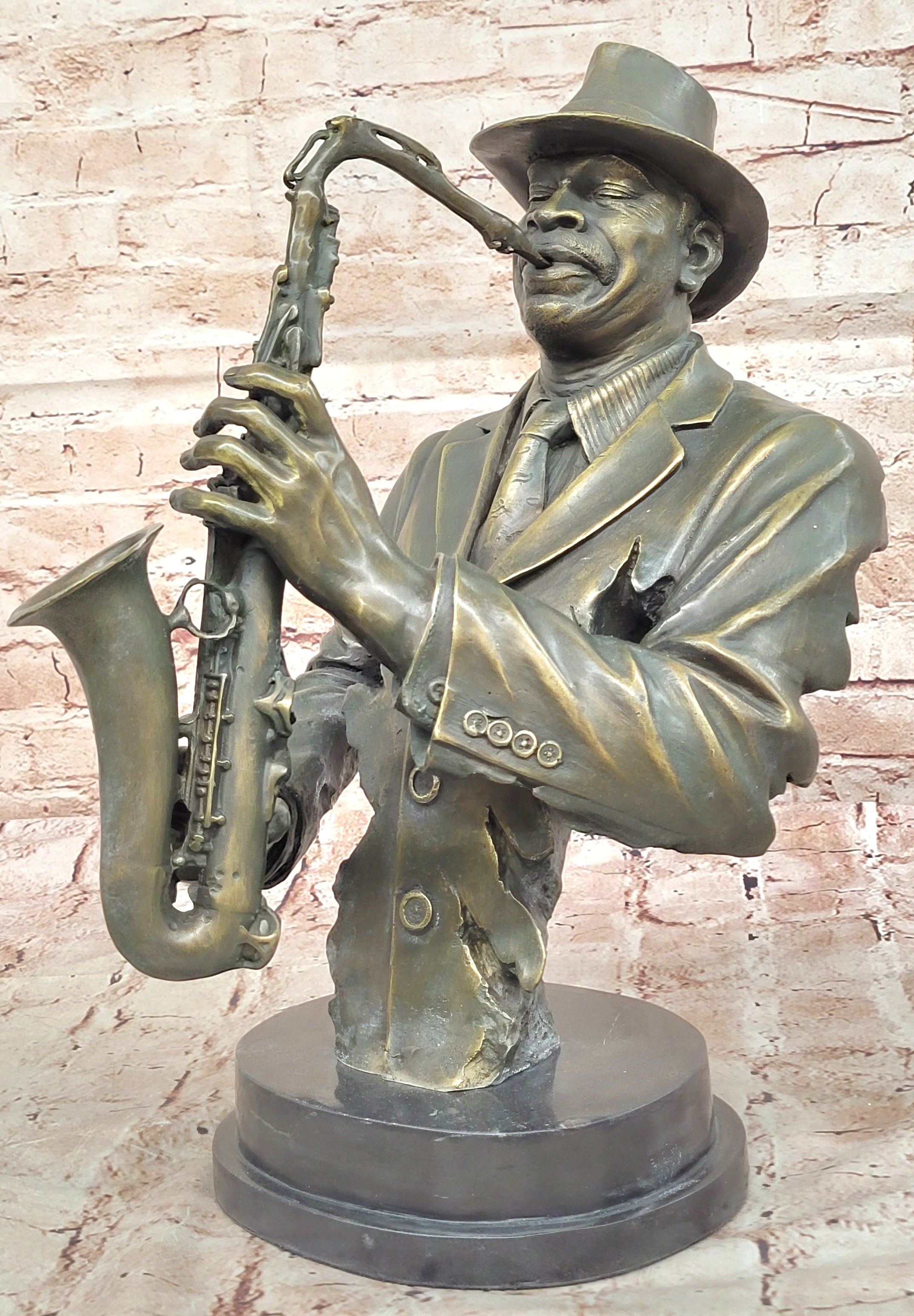Saxophone Music Player Bronze Statue by Williams Sculpture Figurine Music Decor Gift