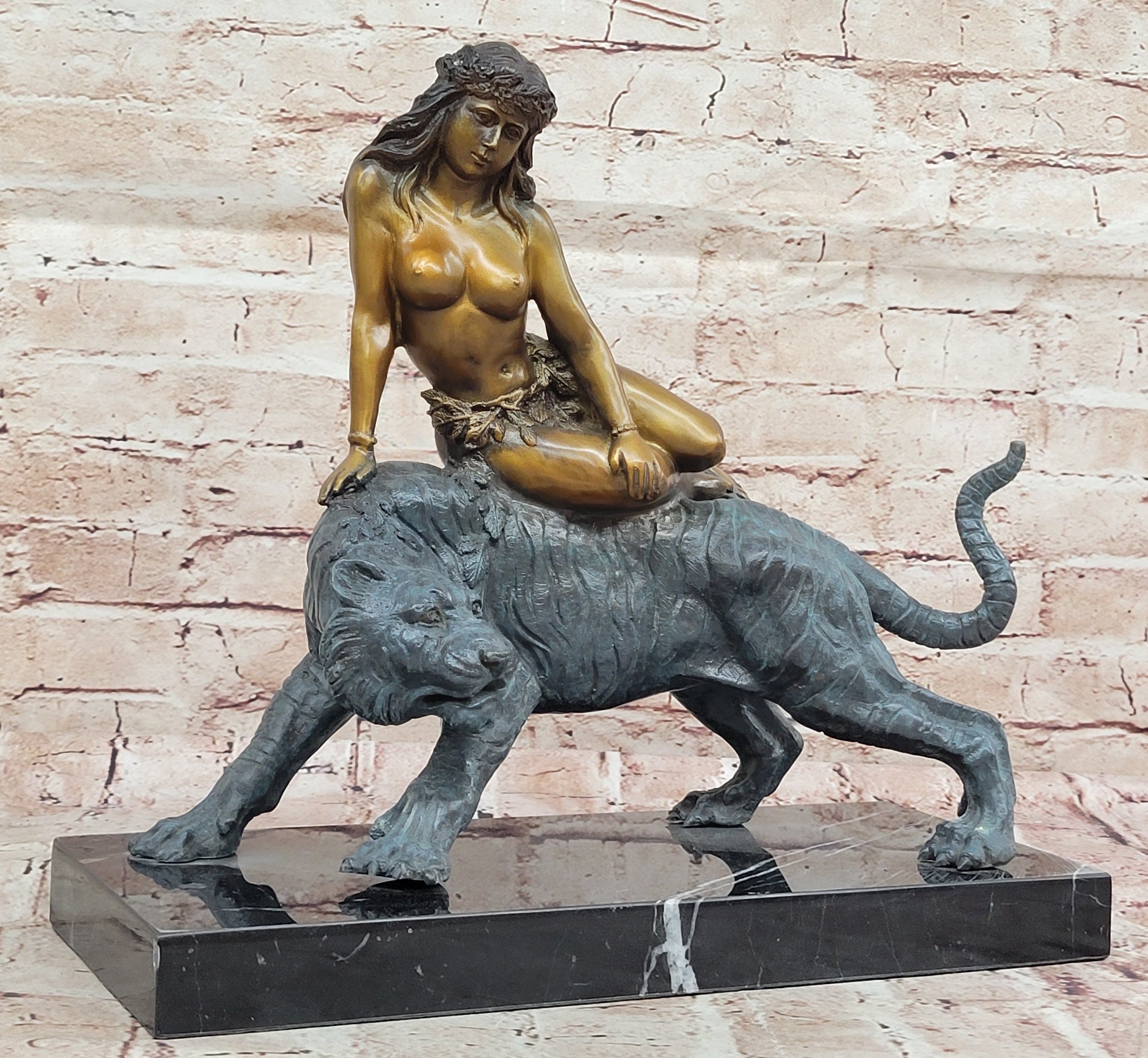 Aldo Vitaleh Egyptian Bronze Statue of Cleopatra with Panther Hot Cast Art Signed Collectible