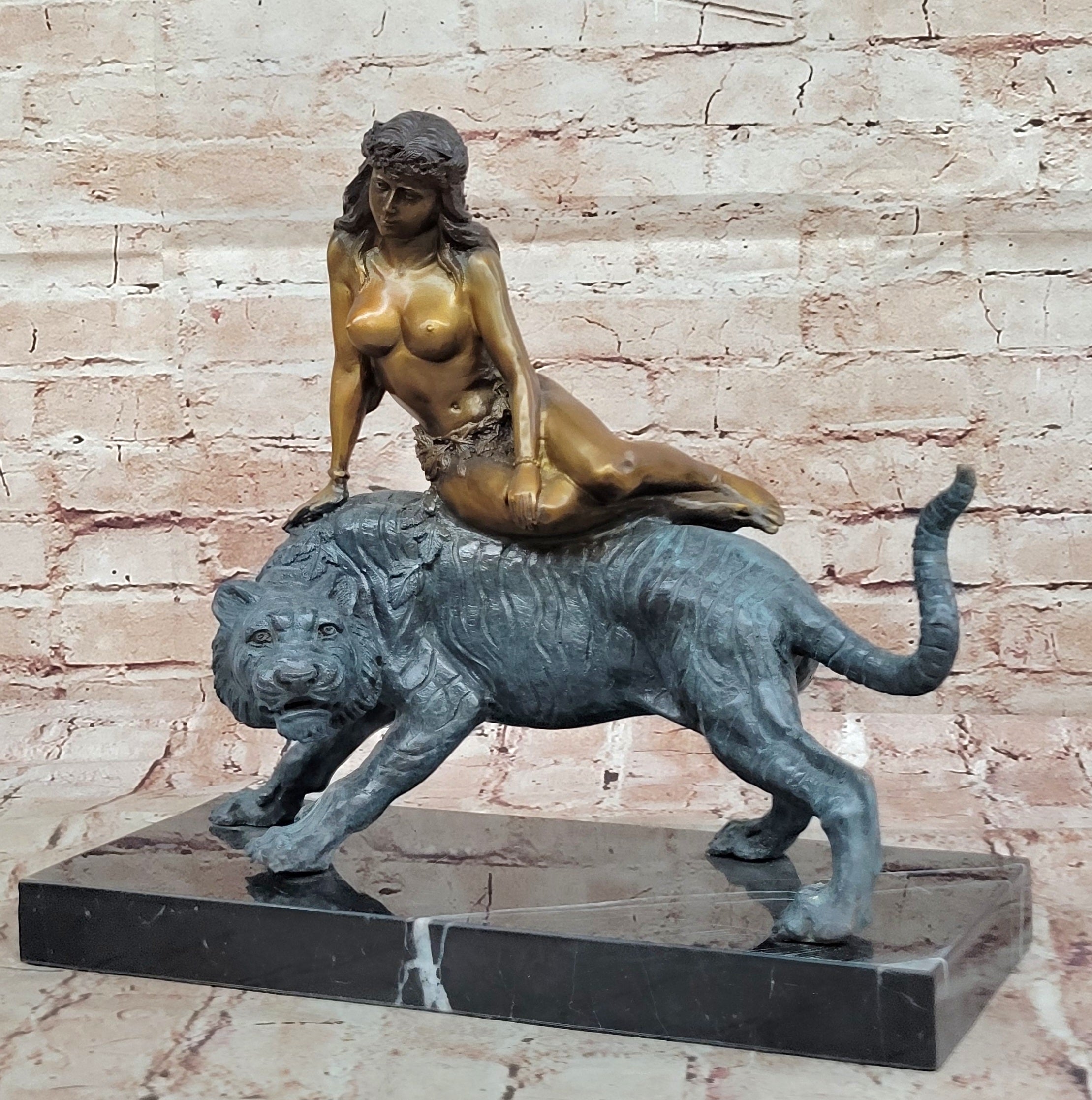 Aldo Vitaleh Egyptian Bronze Statue of Cleopatra with Panther Hot Cast Art Signed Collectible