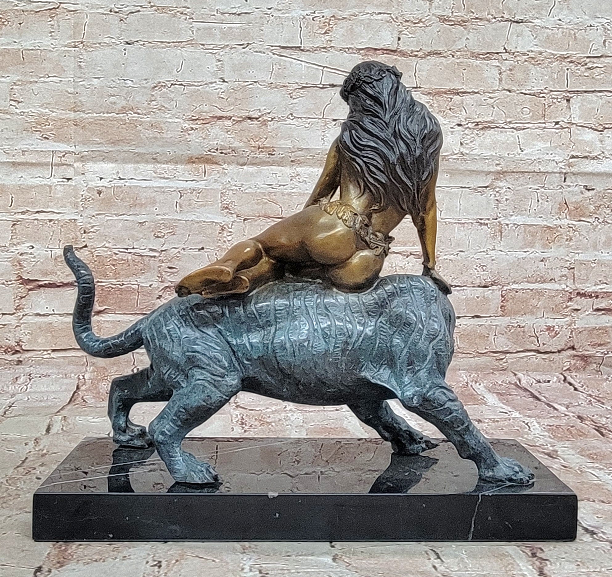 Aldo Vitaleh Egyptian Bronze Statue of Cleopatra with Panther Hot Cast Art Signed Collectible