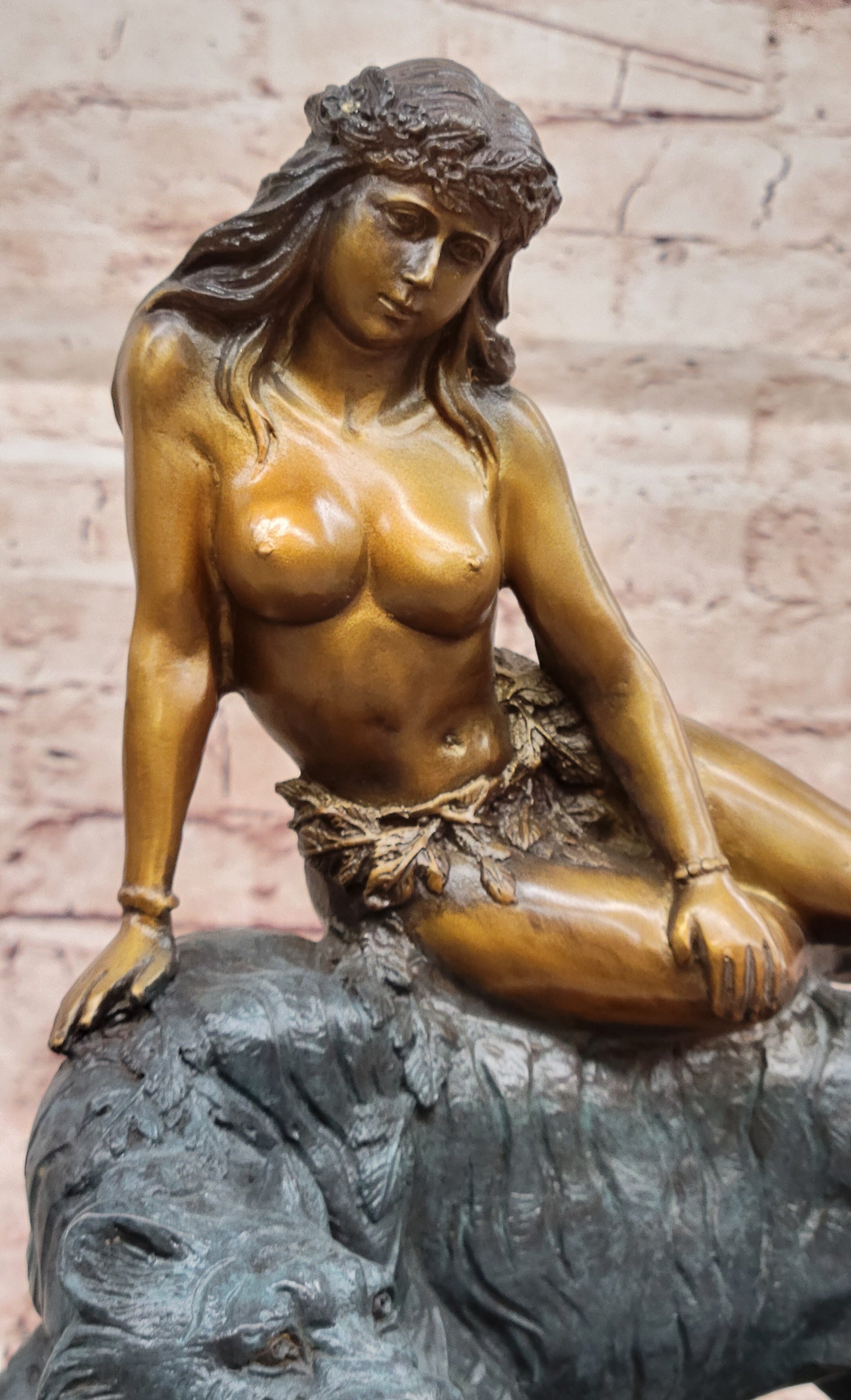 Aldo Vitaleh Egyptian Bronze Statue of Cleopatra with Panther Hot Cast Art Signed Collectible