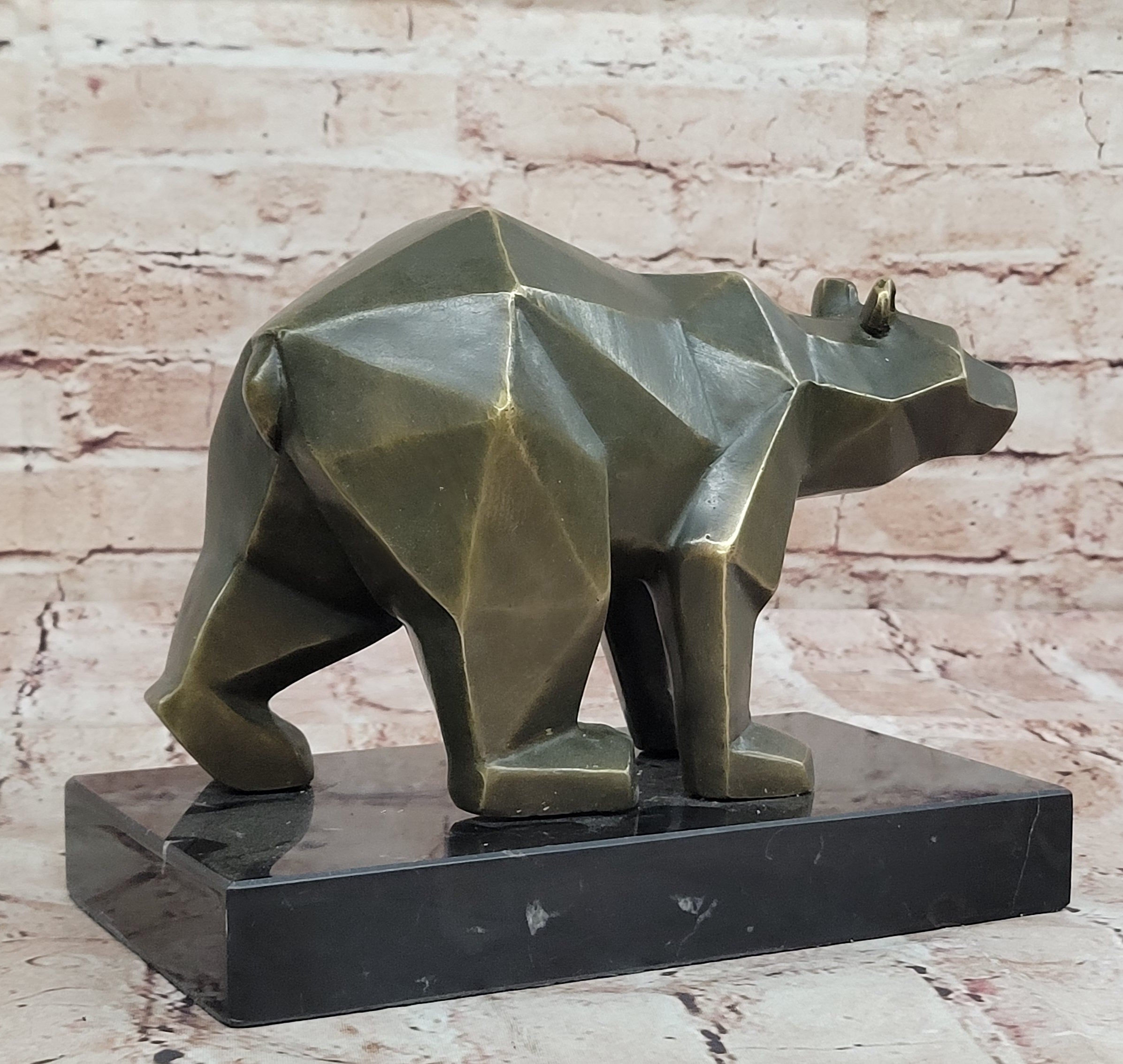 T. Baker Abstract Bear Sculpture – Hot Cast Bronze California Artwork