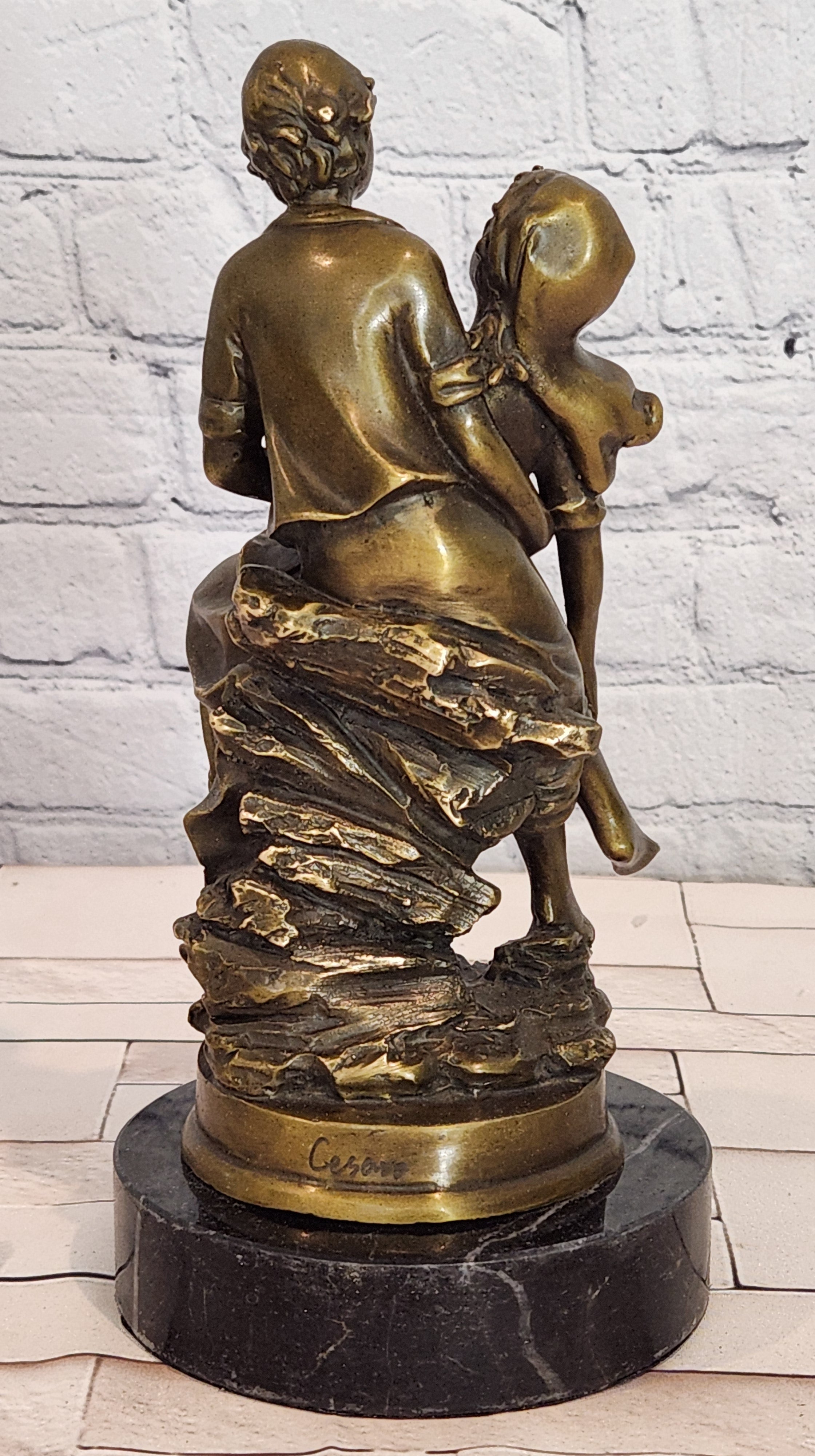 Cesaro Bronze Romantic Couple Statue Victorian Style Collectible Fine Art Sculpture