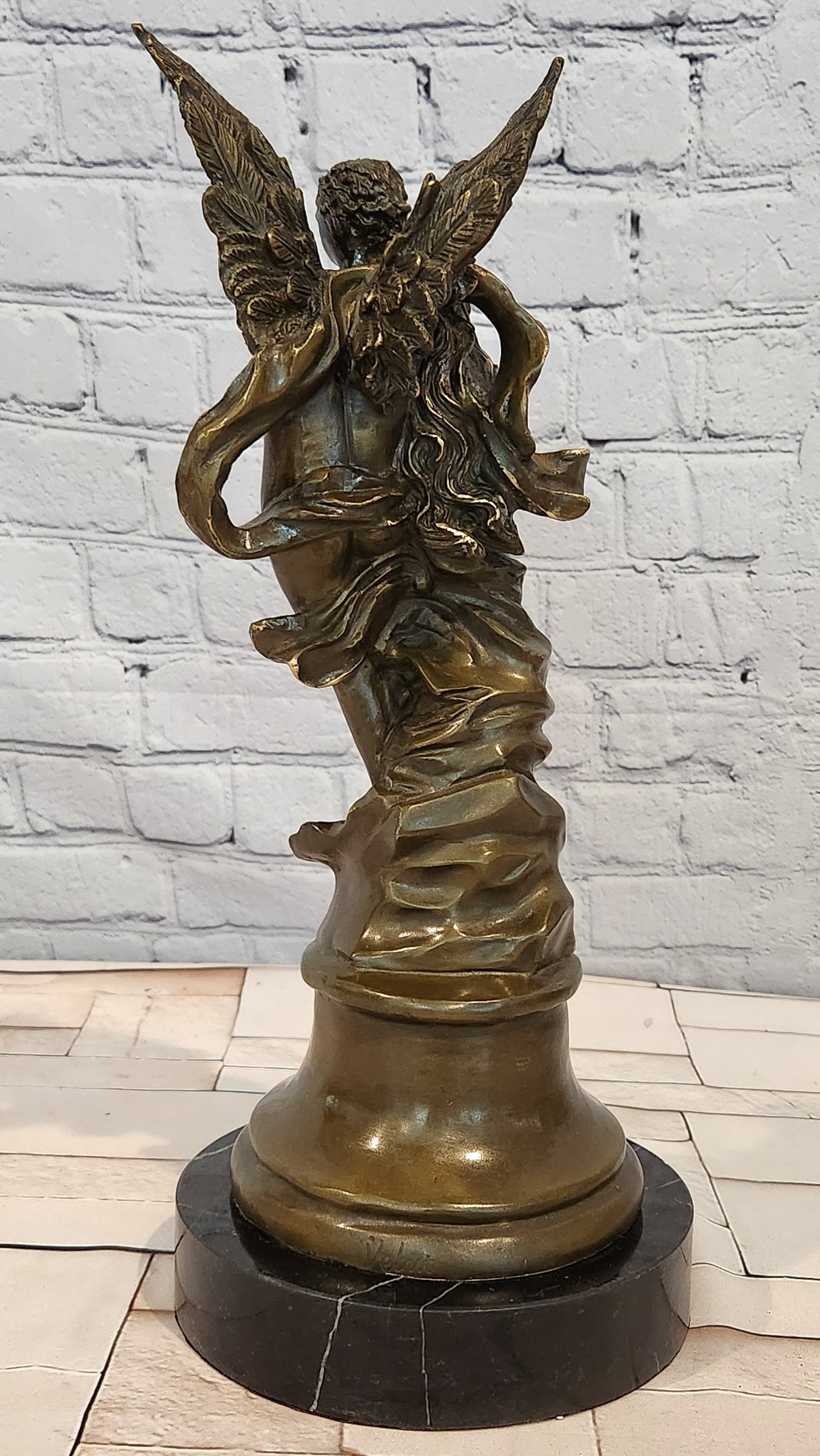 Bronze Romantic Lovers Figurine Cupid Psyche Mythology Sculpture Fine Art Statue