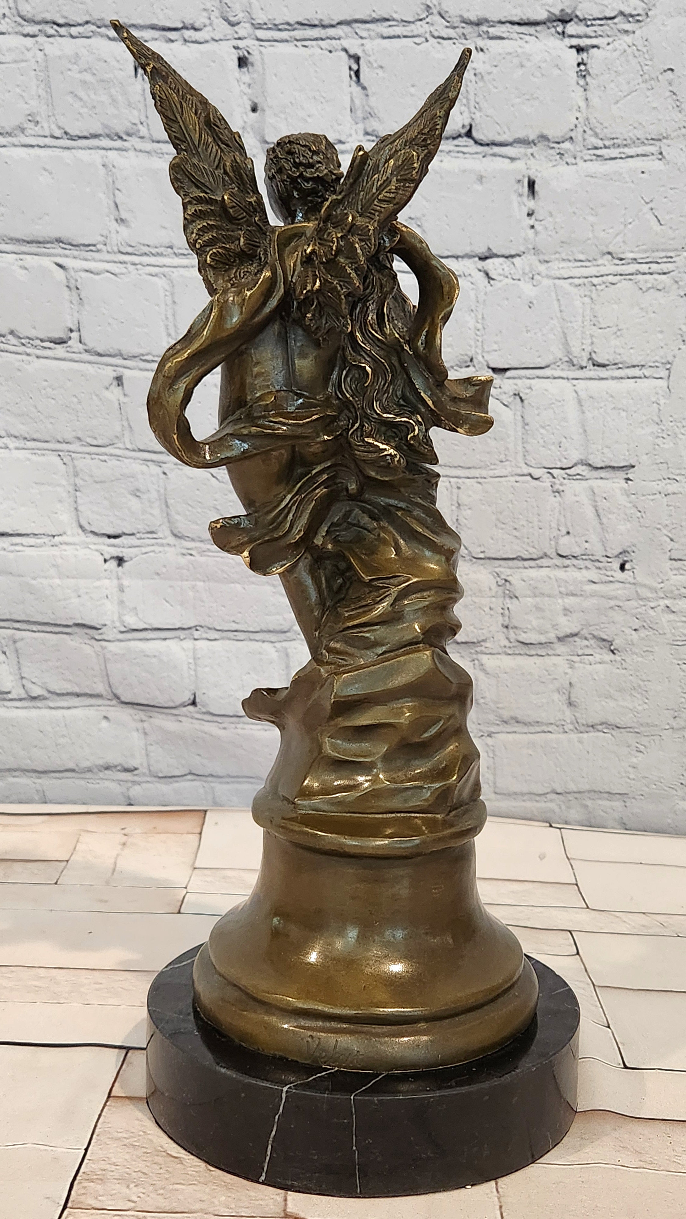 Bronze Romantic Lovers Figurine Cupid Psyche Mythology Sculpture Fine Art Statue