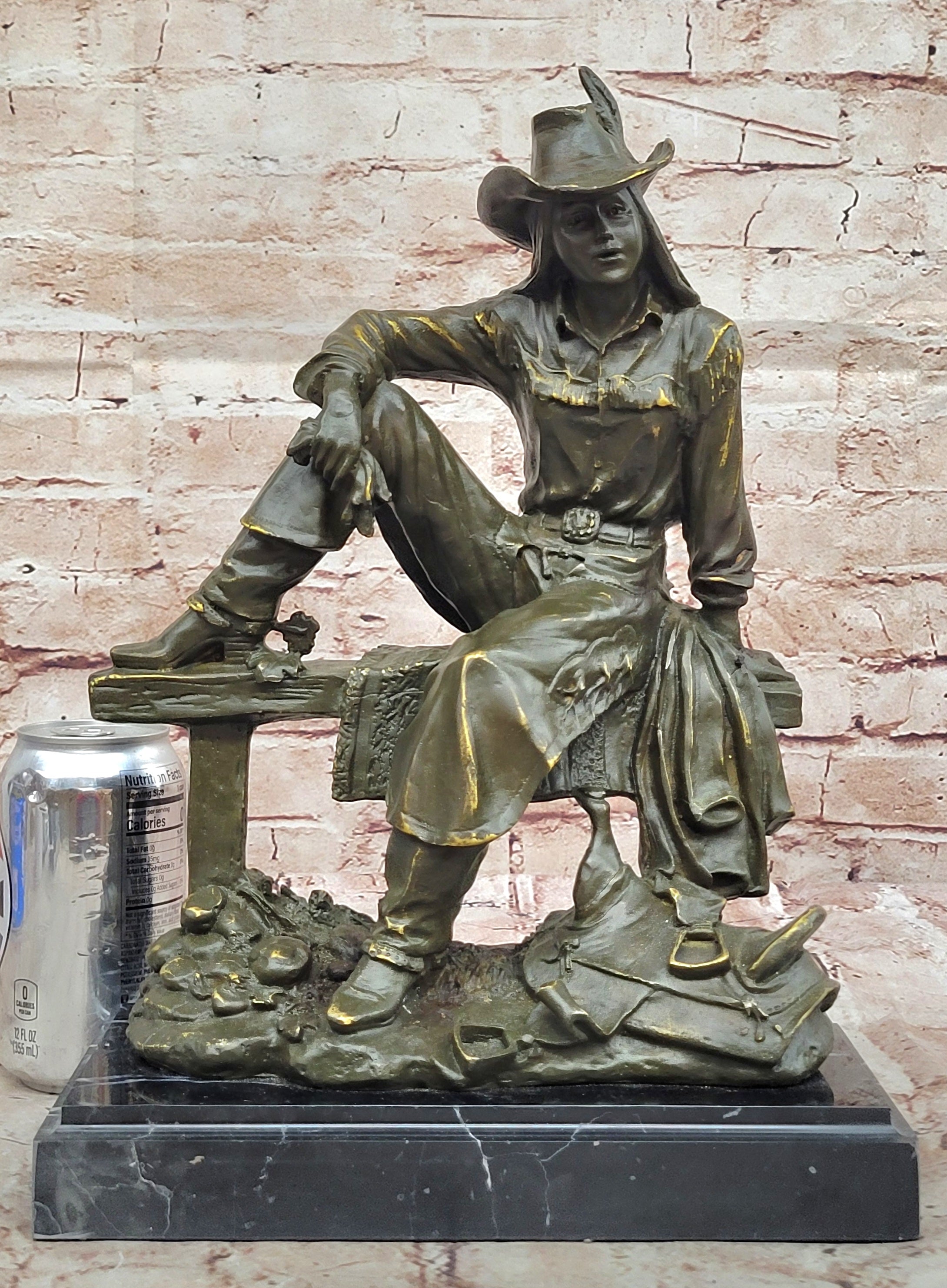 Signed Kamiko Bronze Sculpture Statue Cowboy Figurine American Western Ranch House Decoration