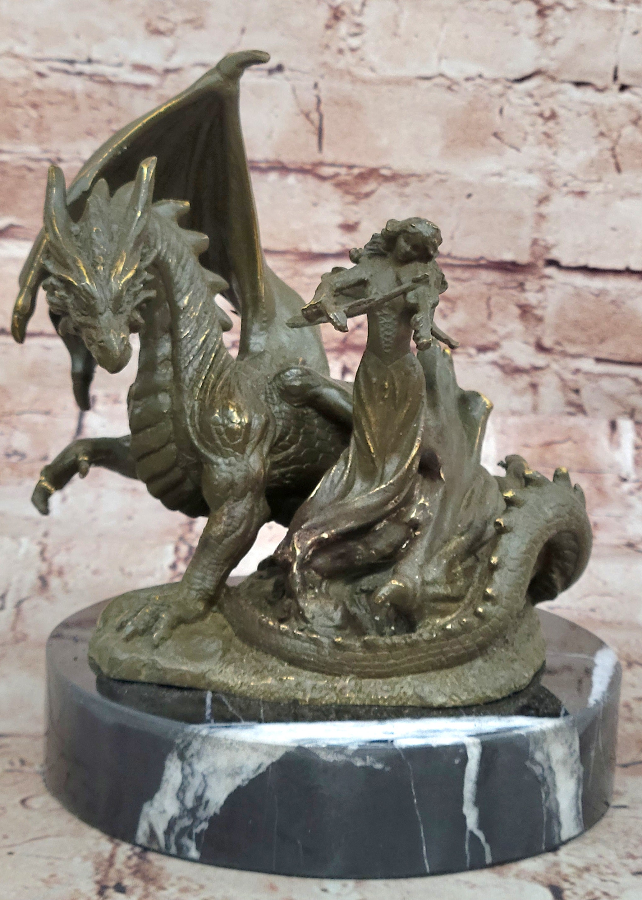 Signed Patoue Fairy Violinist – Dragon Bronze Figurine Fantasy Home Decor