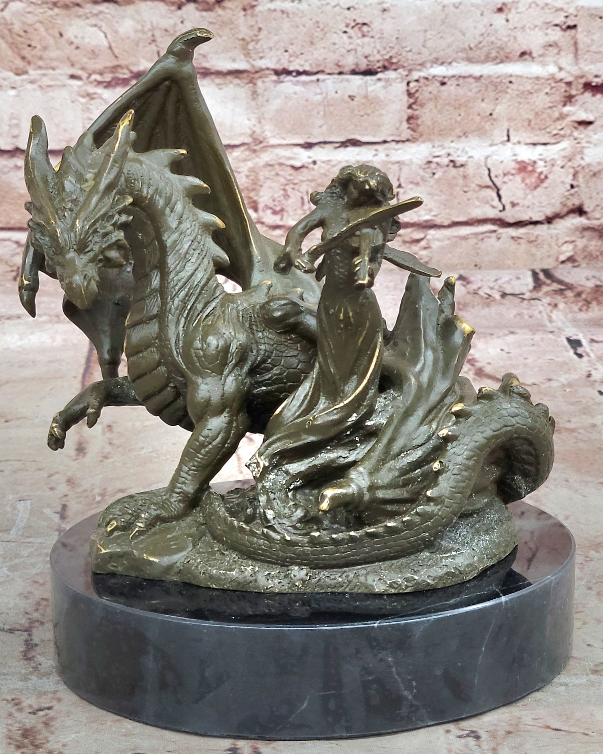 Signed Patoue Fairy Violinist – Dragon Bronze Figurine Fantasy Home Decor