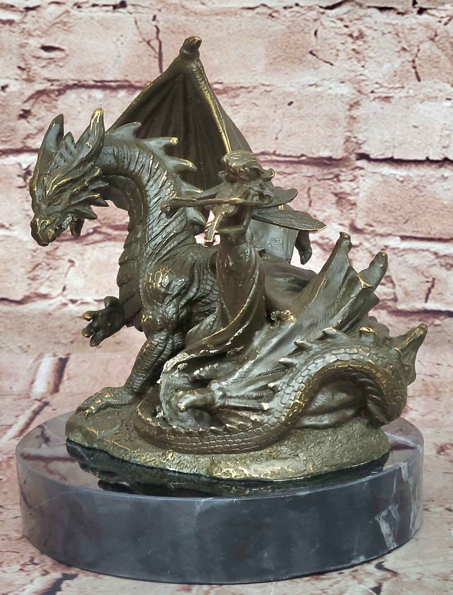 Signed Patoue Fairy Violinist – Dragon Bronze Figurine Fantasy Home Decor