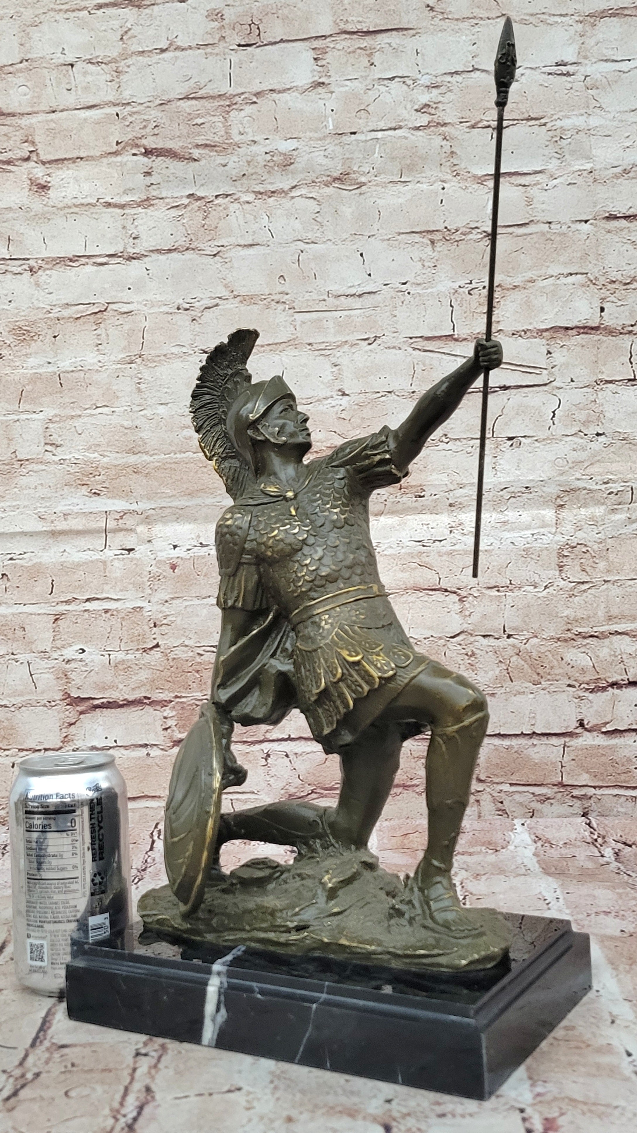 Bronze Statue of Spartan Warrior Gladiator Sculpture Ancient Rome Home Office Artwork