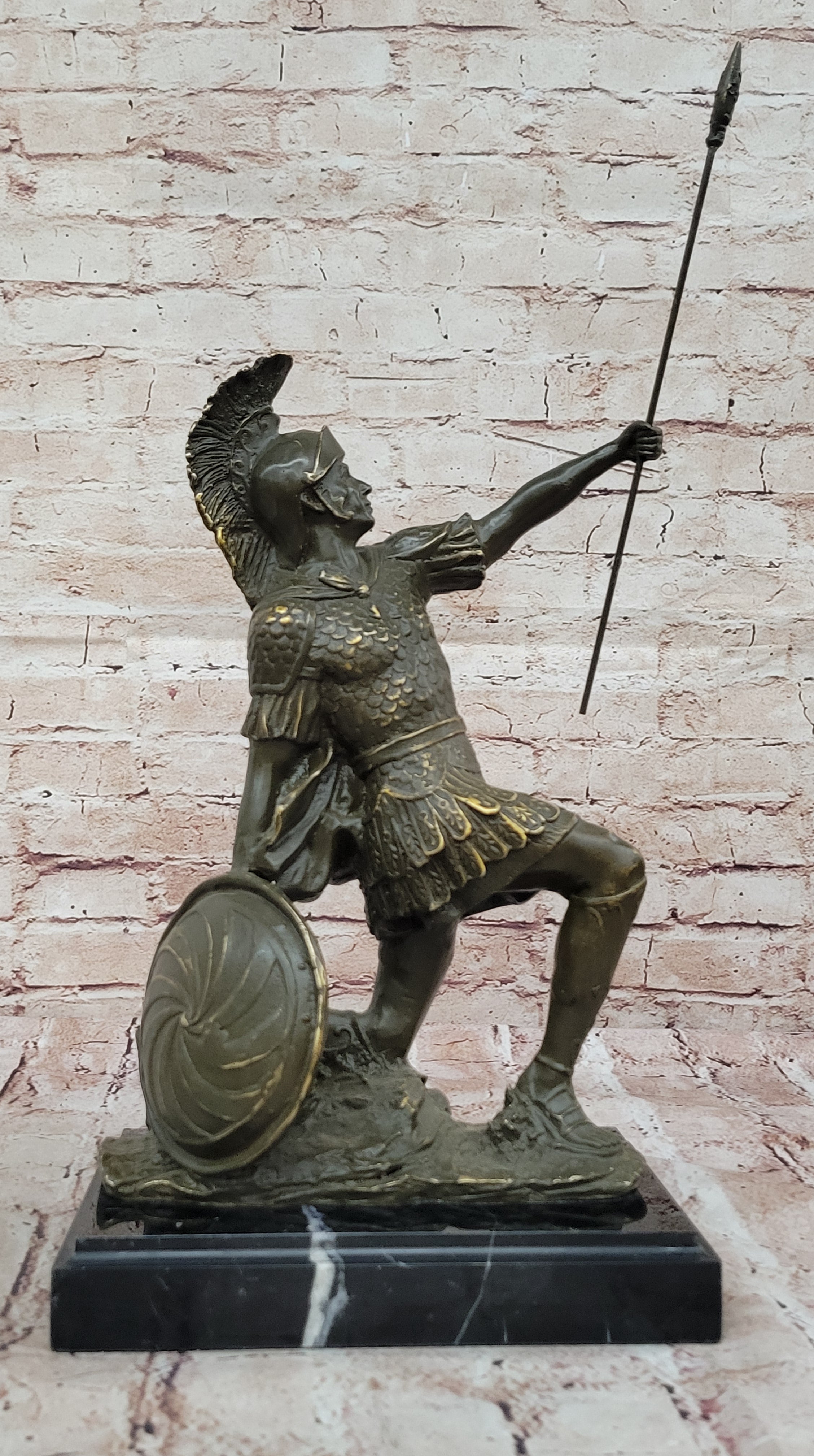 Bronze Statue of Spartan Warrior Gladiator Sculpture Ancient Rome Home Office Artwork