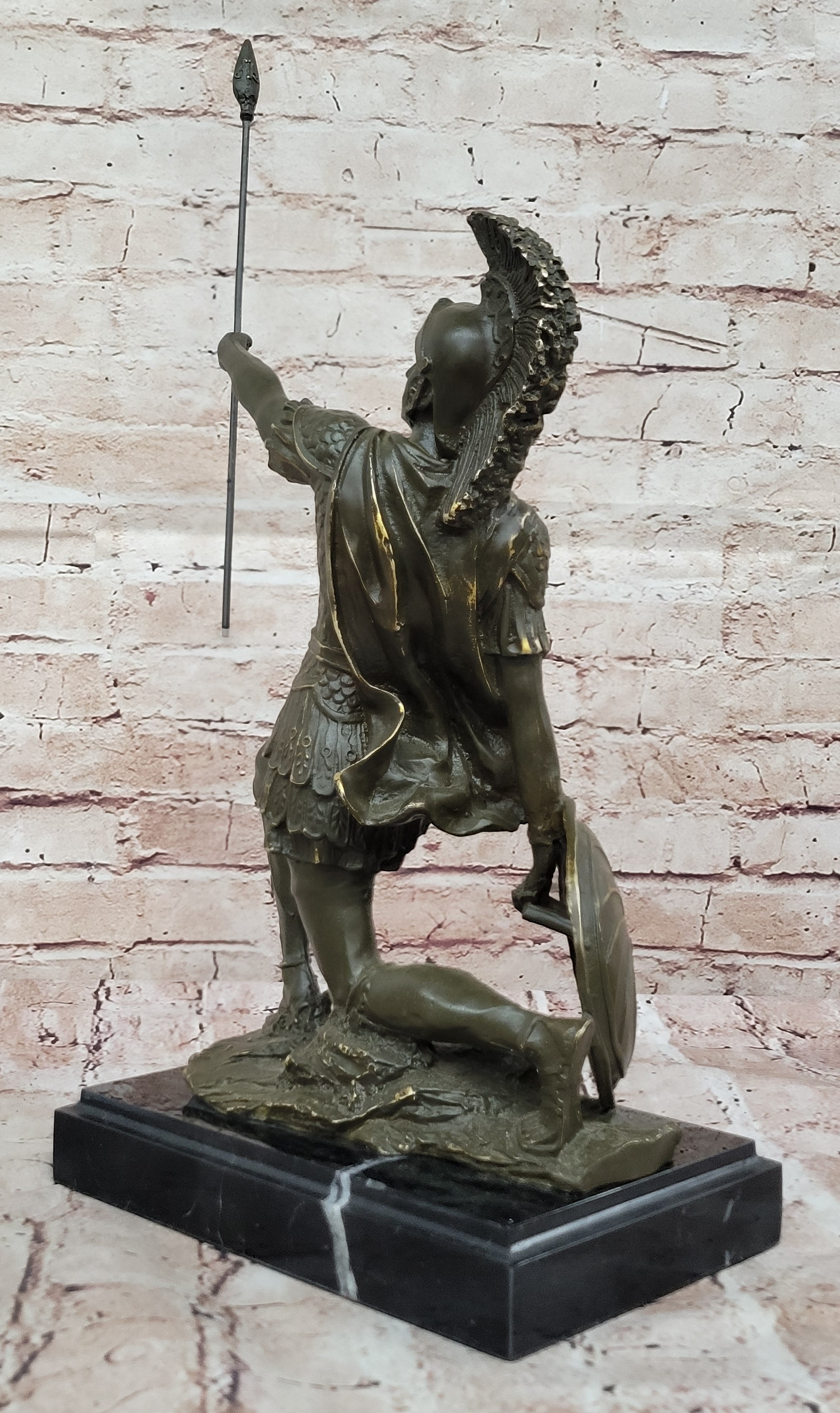 Bronze Statue of Spartan Warrior Gladiator Sculpture Ancient Rome Home Office Artwork
