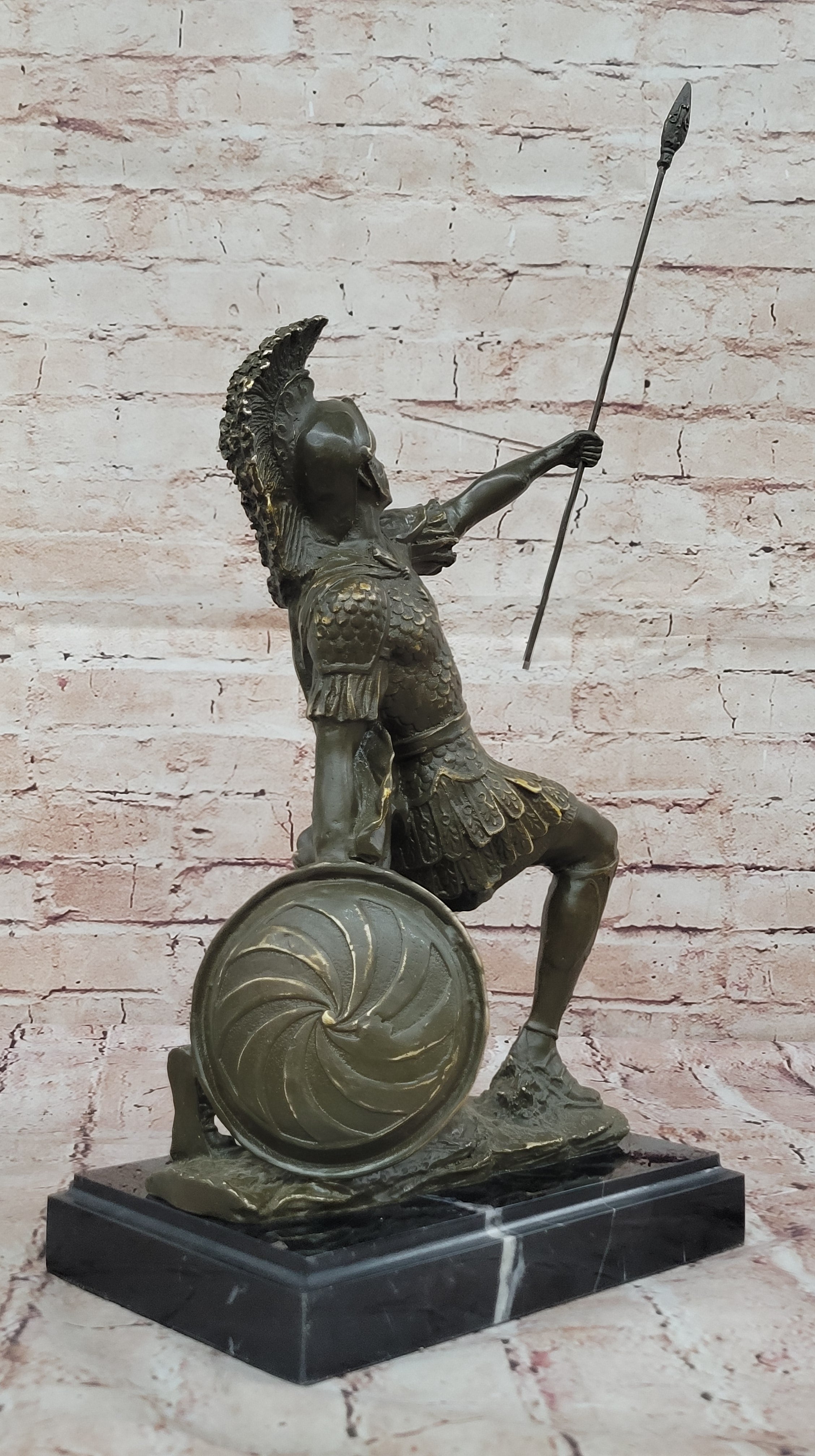 Bronze Statue of Spartan Warrior Gladiator Sculpture Ancient Rome Home Office Artwork