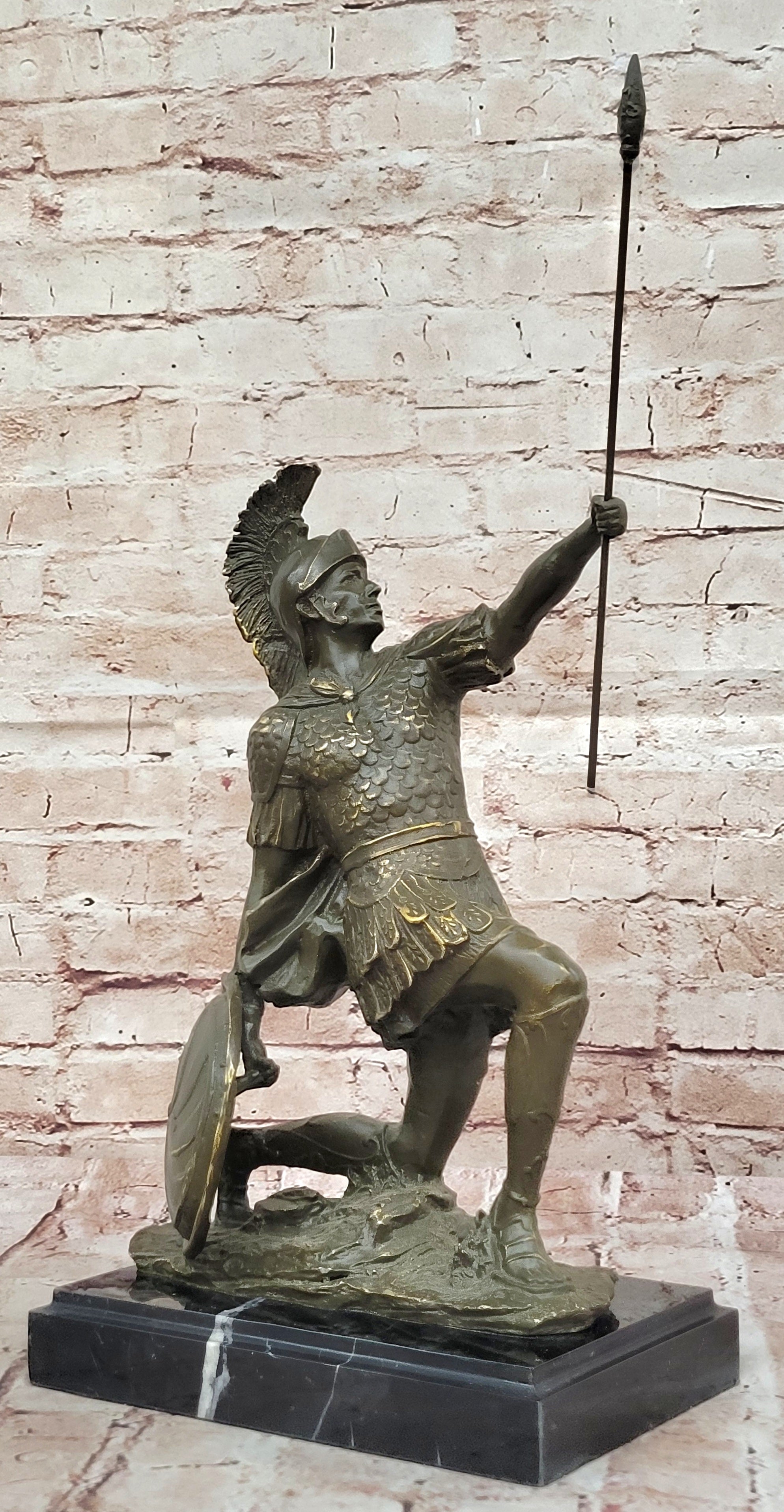 Bronze Statue of Spartan Warrior Gladiator Sculpture Ancient Rome Home Office Artwork